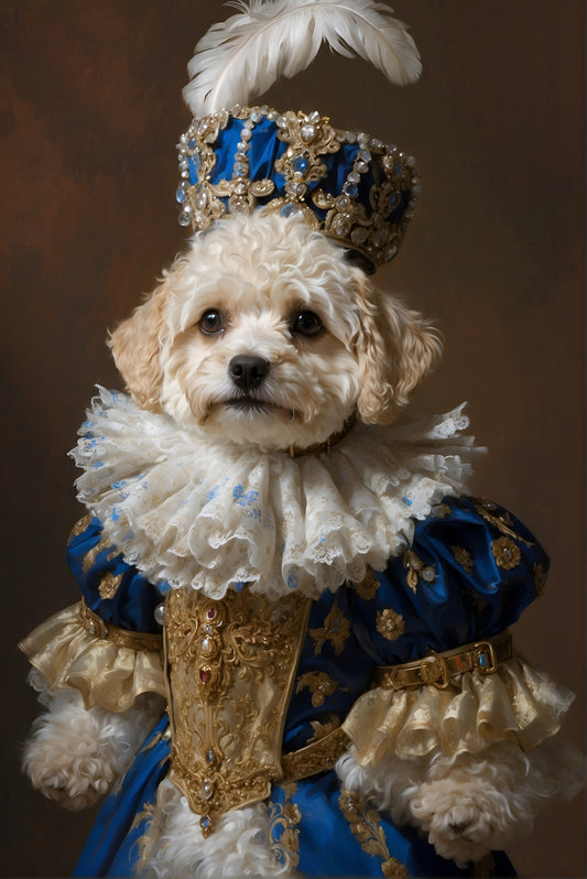 Regal Dog Portrait - Custom Digital Art