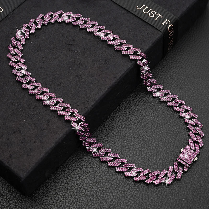 15MM Dogs Cats Chain Pet Cuban Collar Jewelry Diamond Cuban Collar  Walking Metal Chain Collar