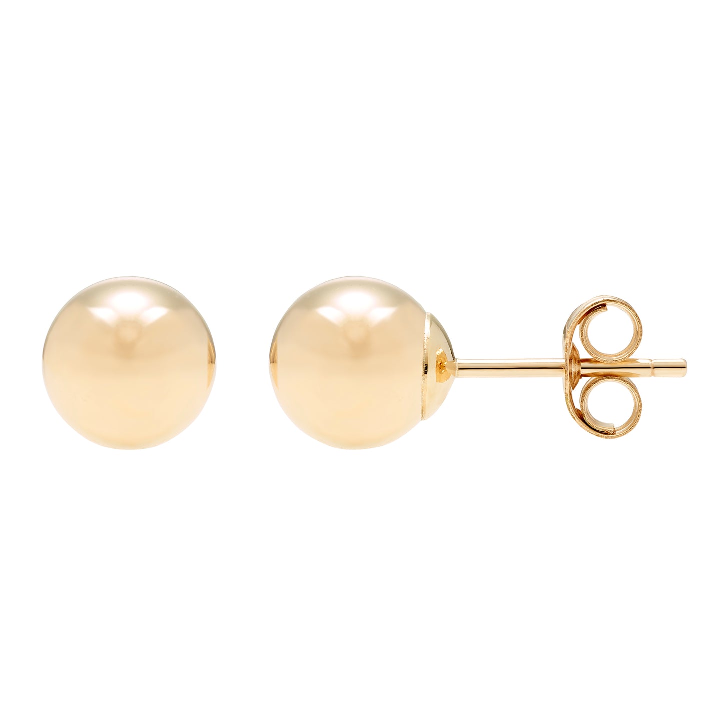 14K Yellow Gold Hollow Ball Stud Earrings ( Sizes 3MM-8MM)