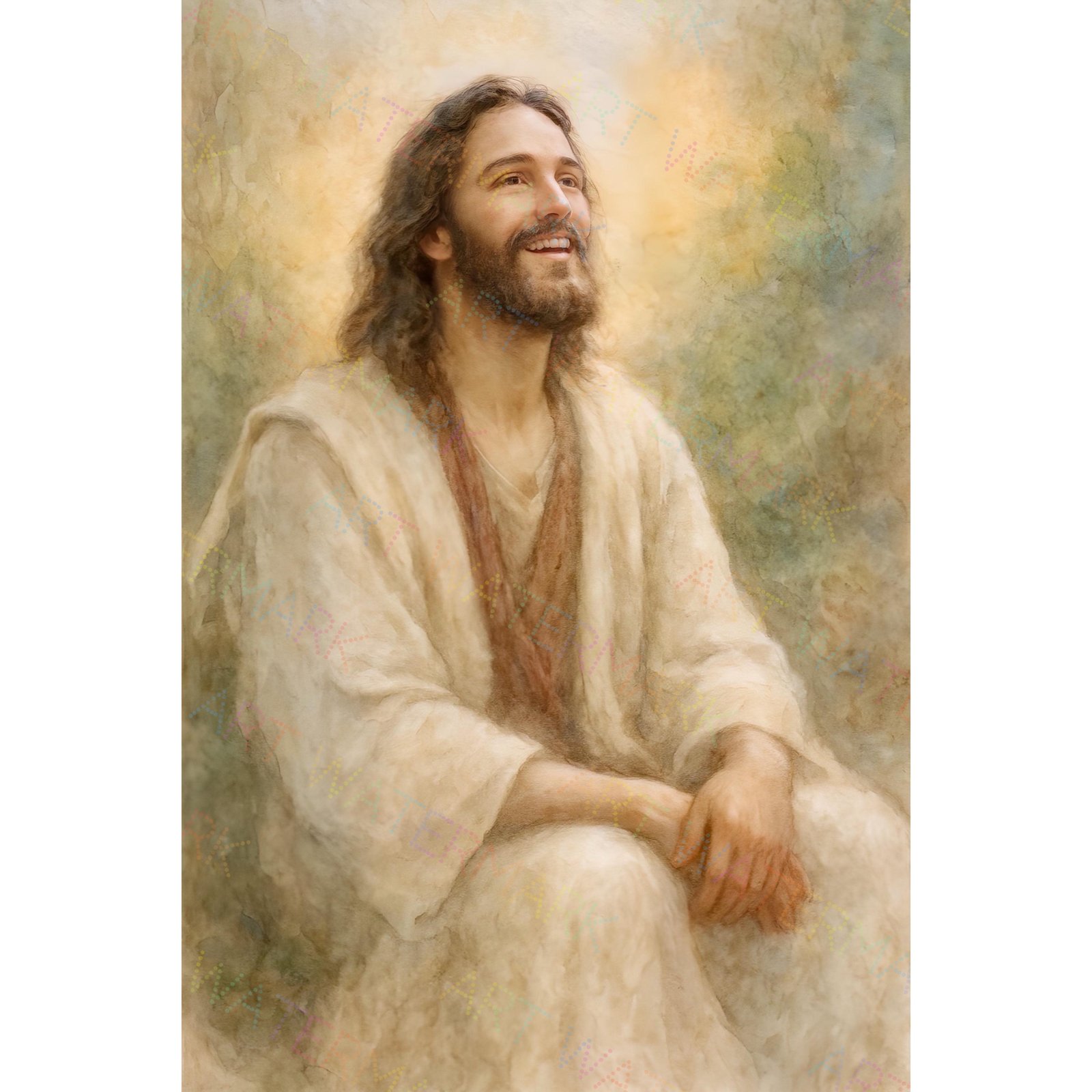 Jesus Joyful Smile Print – Digital Download Christian Wall Art – Happy Jesus Picture – Printable Faith Decor – Religious Artwork