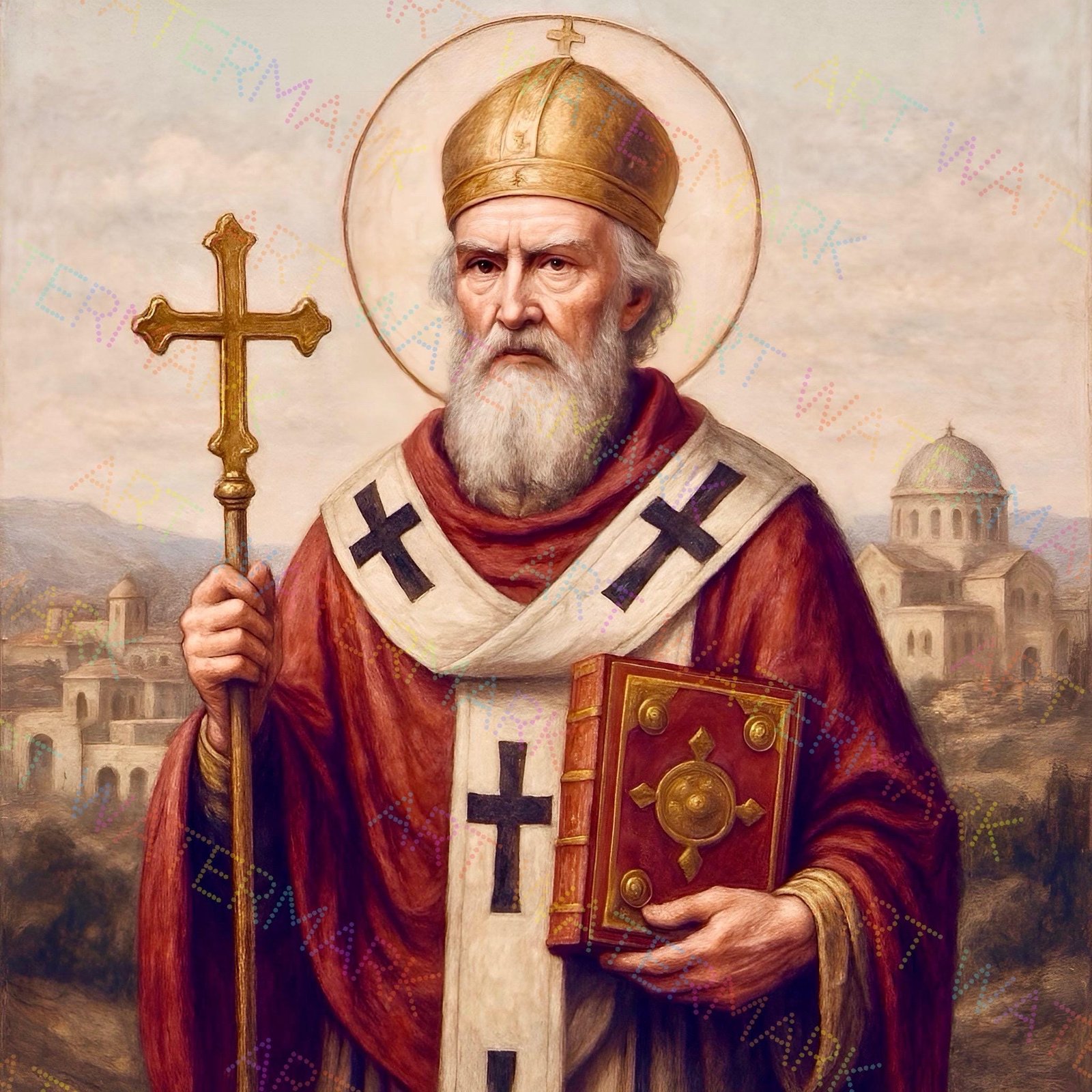 St. Alexander Patriarch of Alexandria Canvas Art: Catholic Saint Artwork