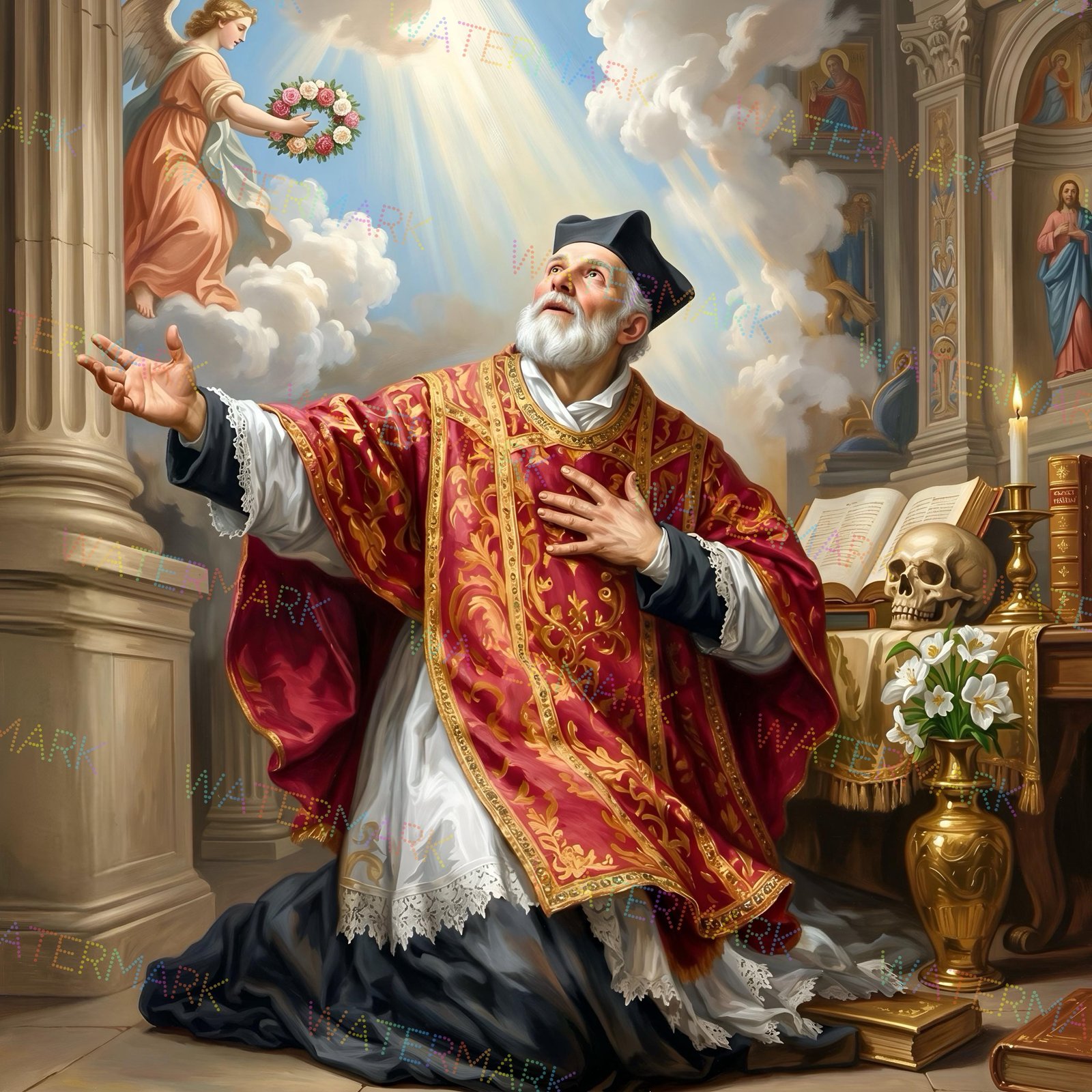 St. Philip Neri Canvas Art | Religious Wall Decor | Catholic Saint Picture