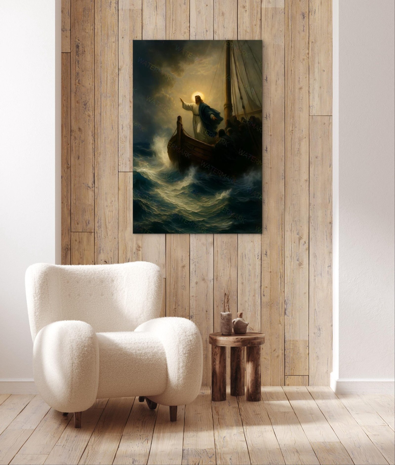 Jesus Calming the Seas Canvas | Christ Calms the Storm Painting | Biblical Wall Art | Christian Home Decor | Inspirational Jesus Artwork - Image 6