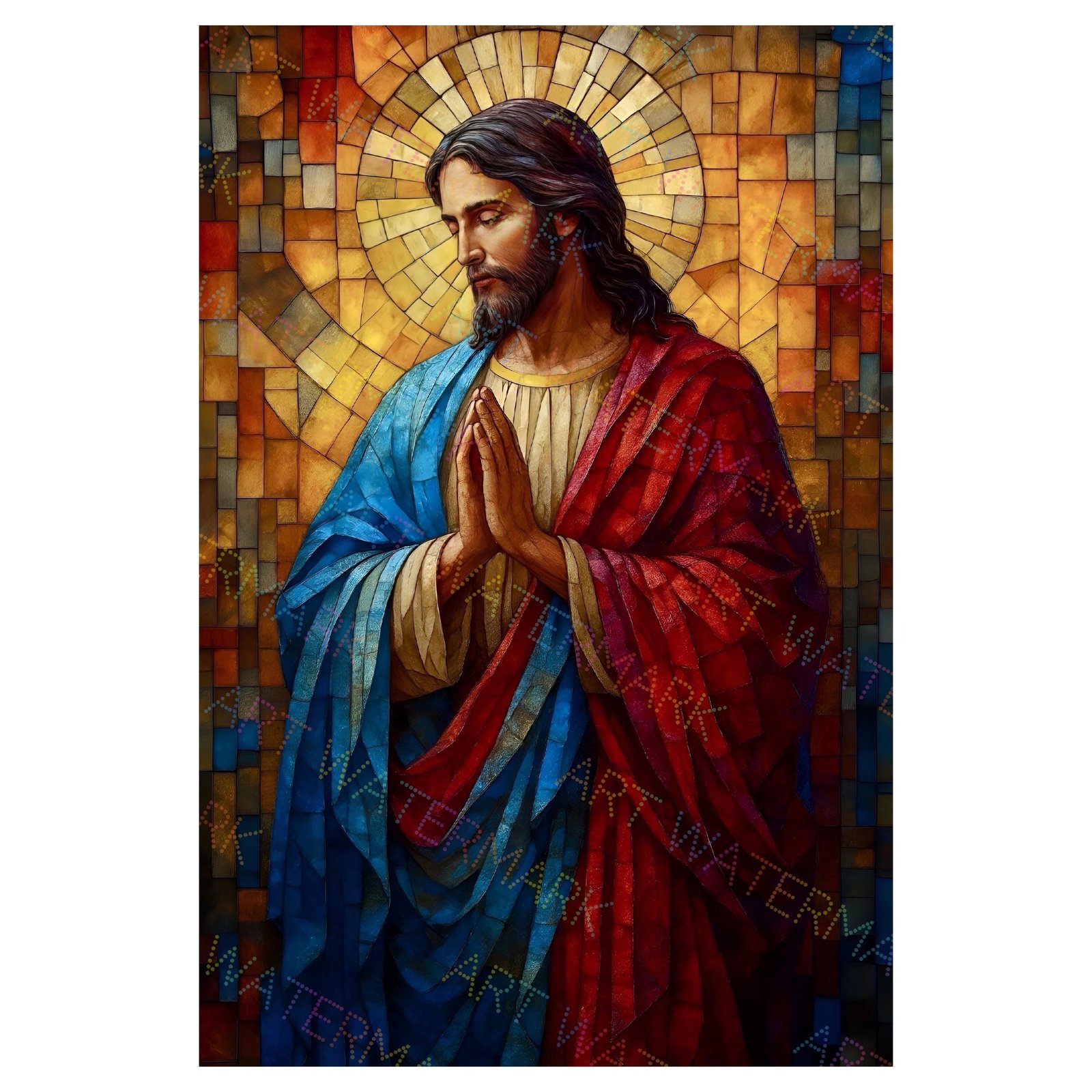 Stained Glass Style Jesus Christ Canvas Art