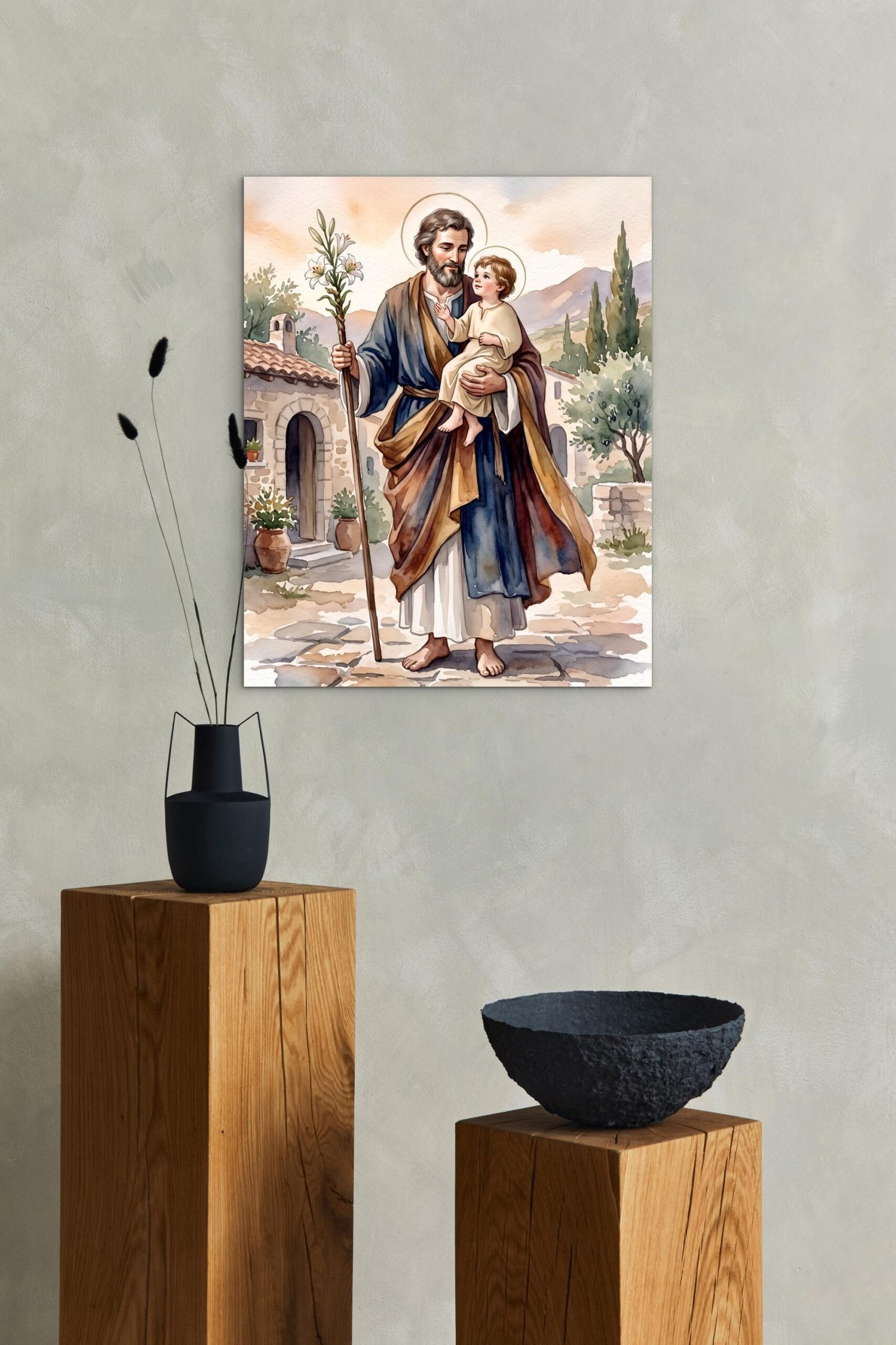 St Joseph Watercolor Print, Catholic Wall Art, Printable Saint Decor, Digital Download - Image 8