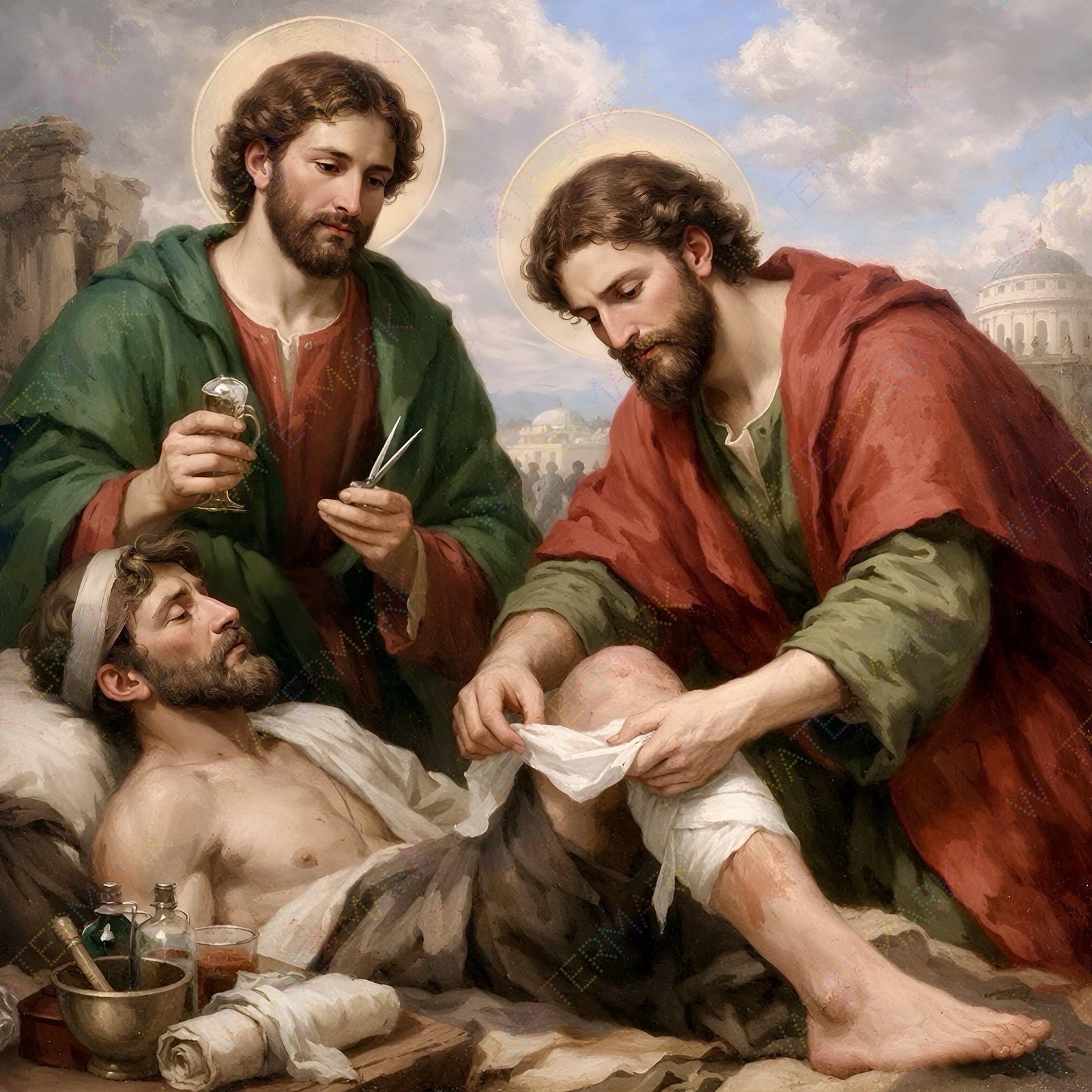 Saints Cosmas & Damian Canvas Art: Catholic Wall Decor