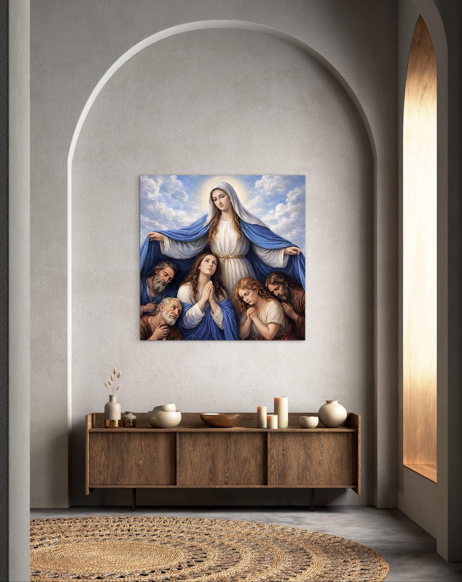 Under Mary's Mantle | Our Lady Refuge of Sinners Canvas Art | Catholic Religious Pictures - Image 6
