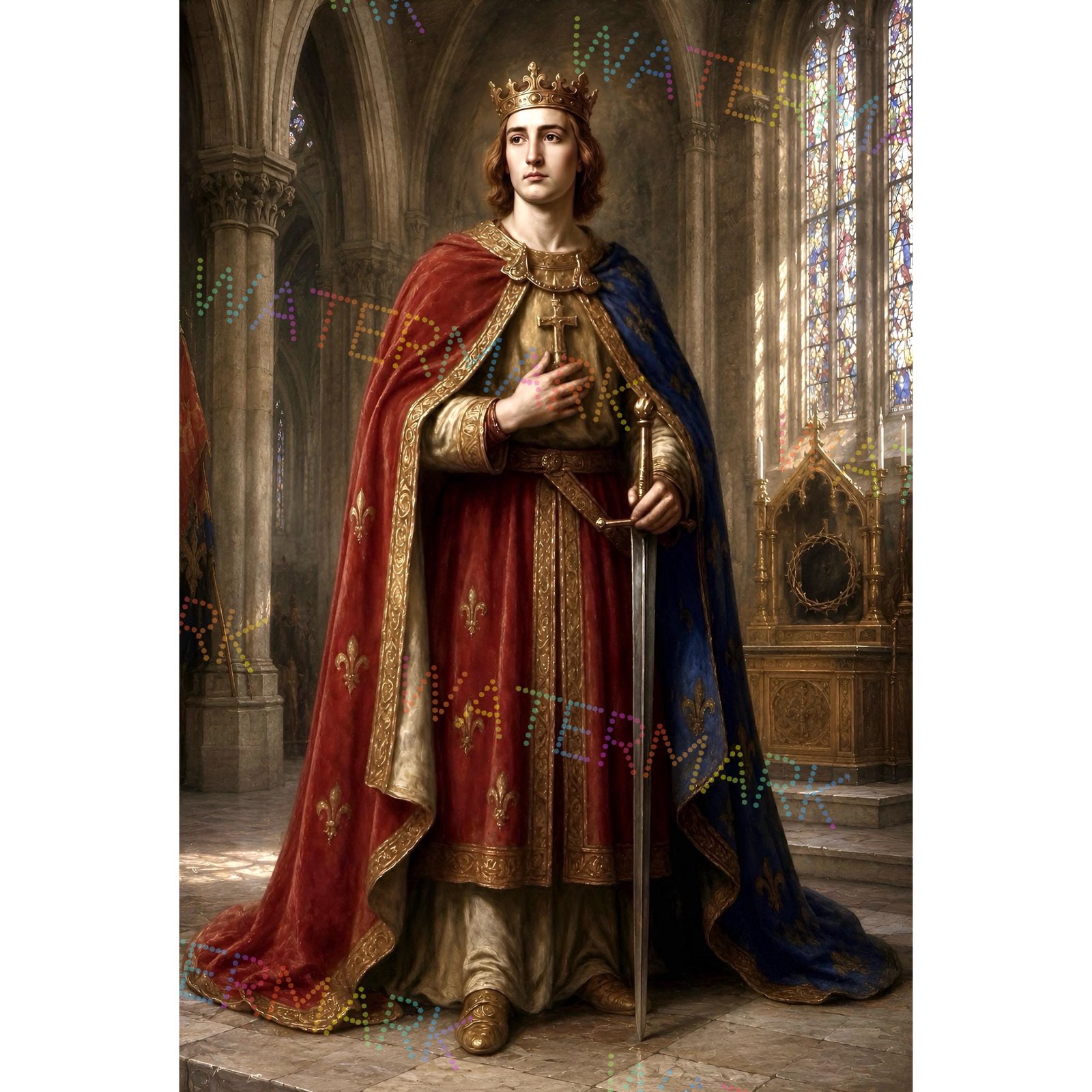 Saint Louis IX Canvas Print – Medieval King of France, Religious Art (Louis 9th)