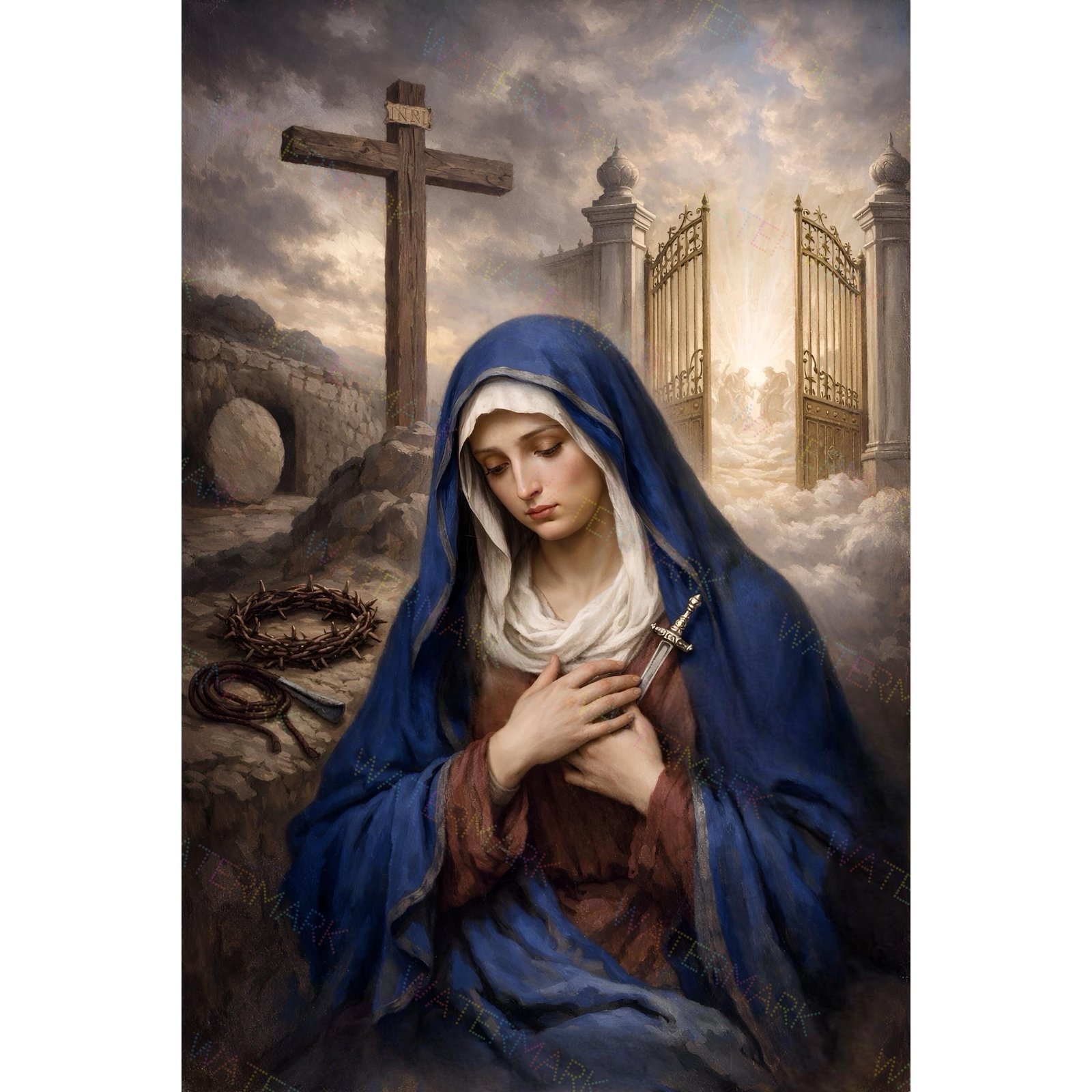 Co-Redemptrix Canvas Art | Mother of Sorrows, Marian Artwork