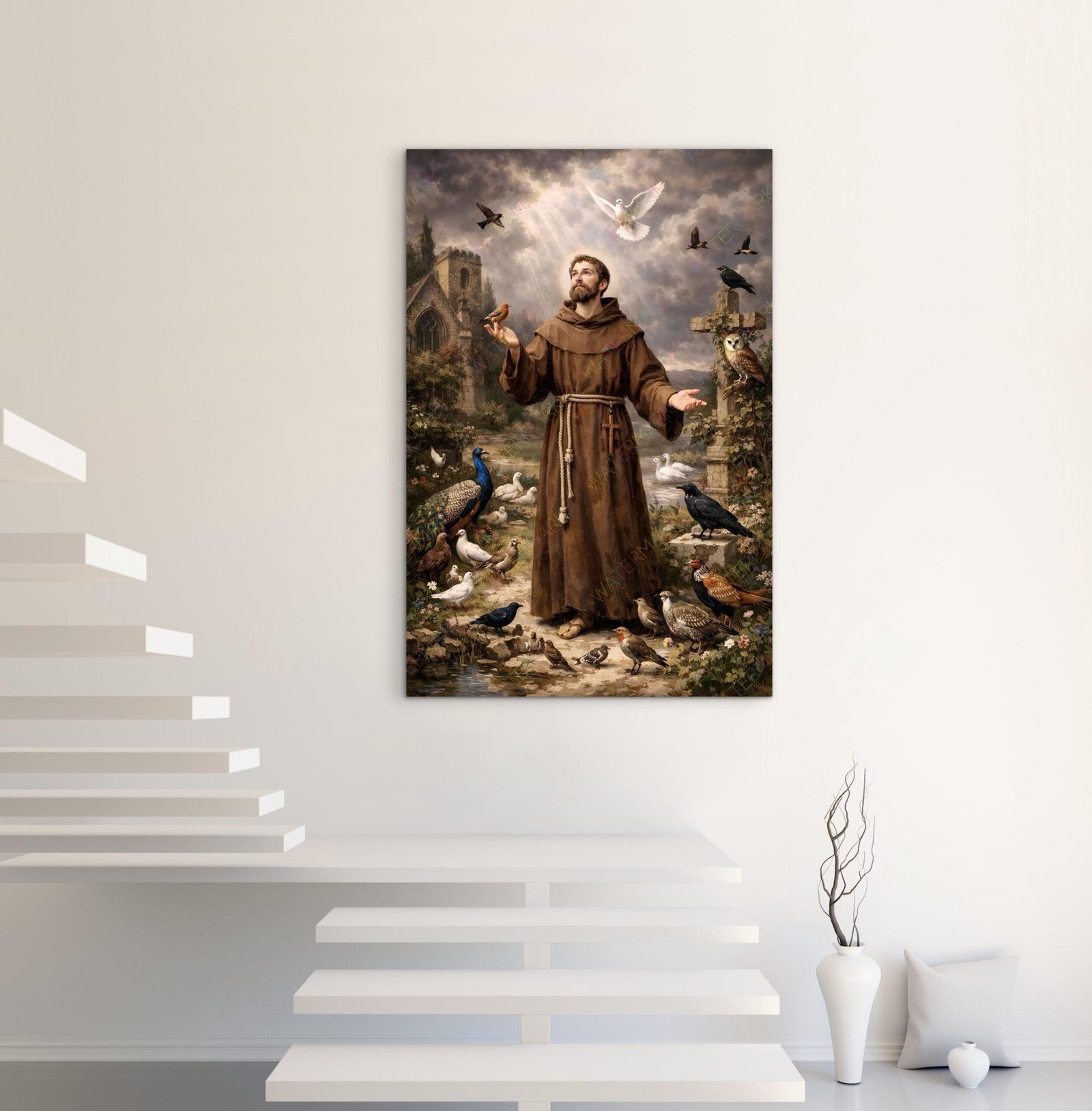 St Francis of Assisi & Birds Print – Catholic Saint Art – Digital Download - Image 4