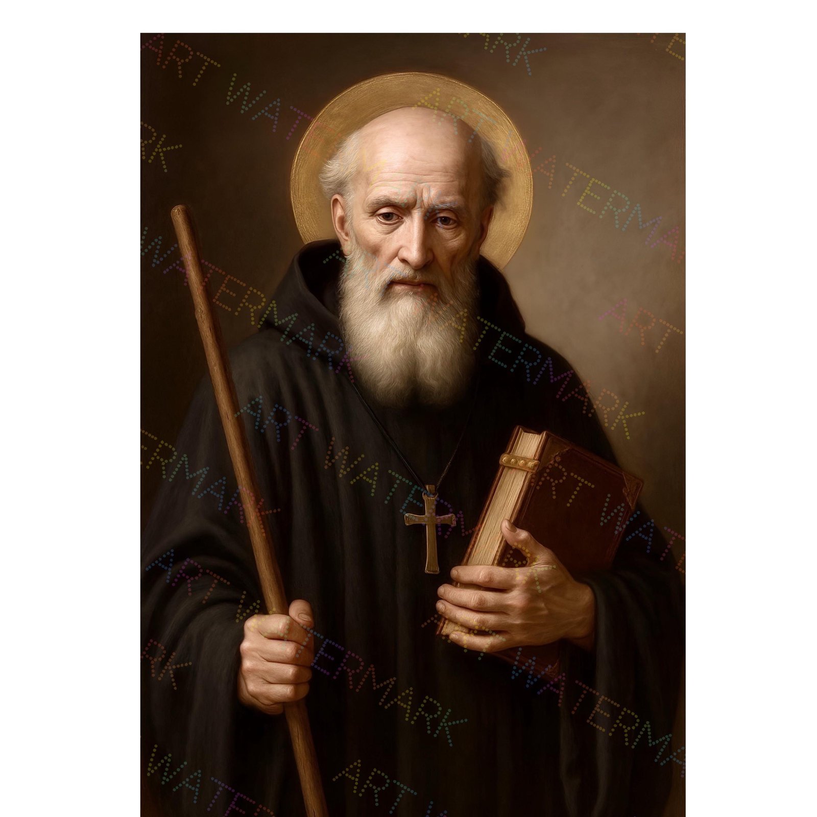 St. Benedict Digital Print, Saint Art, Catholic Wall Art, Digital Download