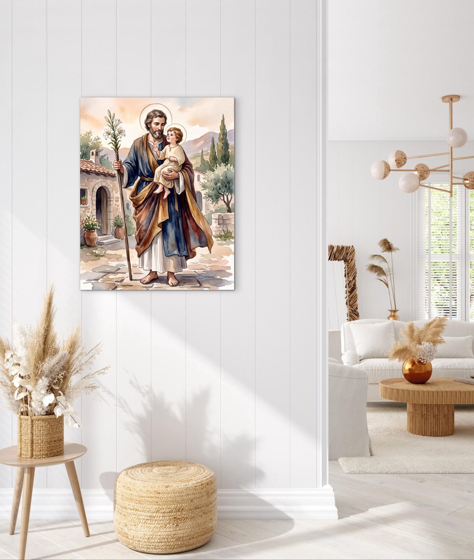 St Joseph Watercolor Print, Catholic Wall Art, Printable Saint Decor, Digital Download - Image 5