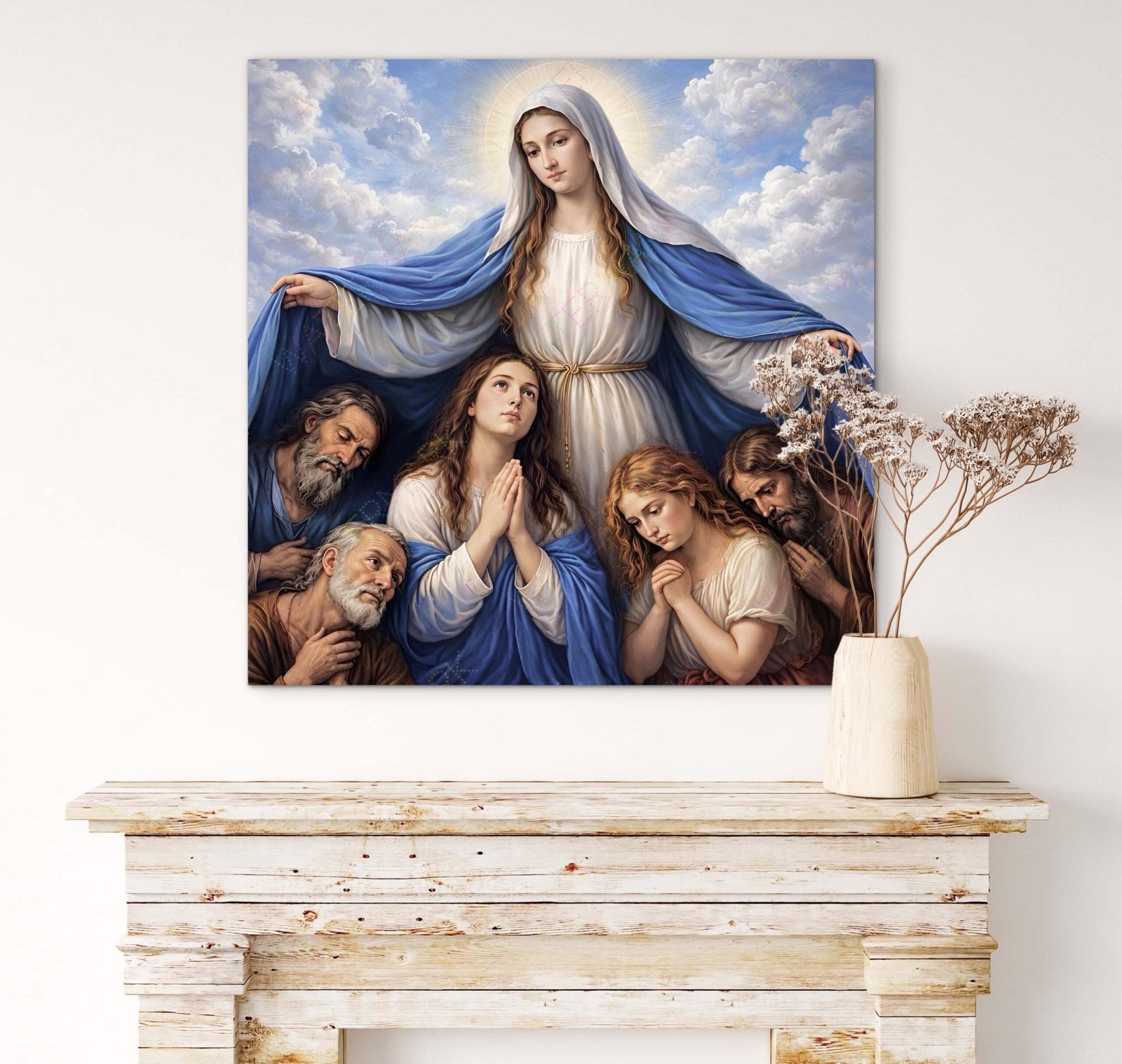 Under Mary's Mantle | Our Lady Refuge of Sinners Canvas Art | Catholic Religious Pictures - Image 2