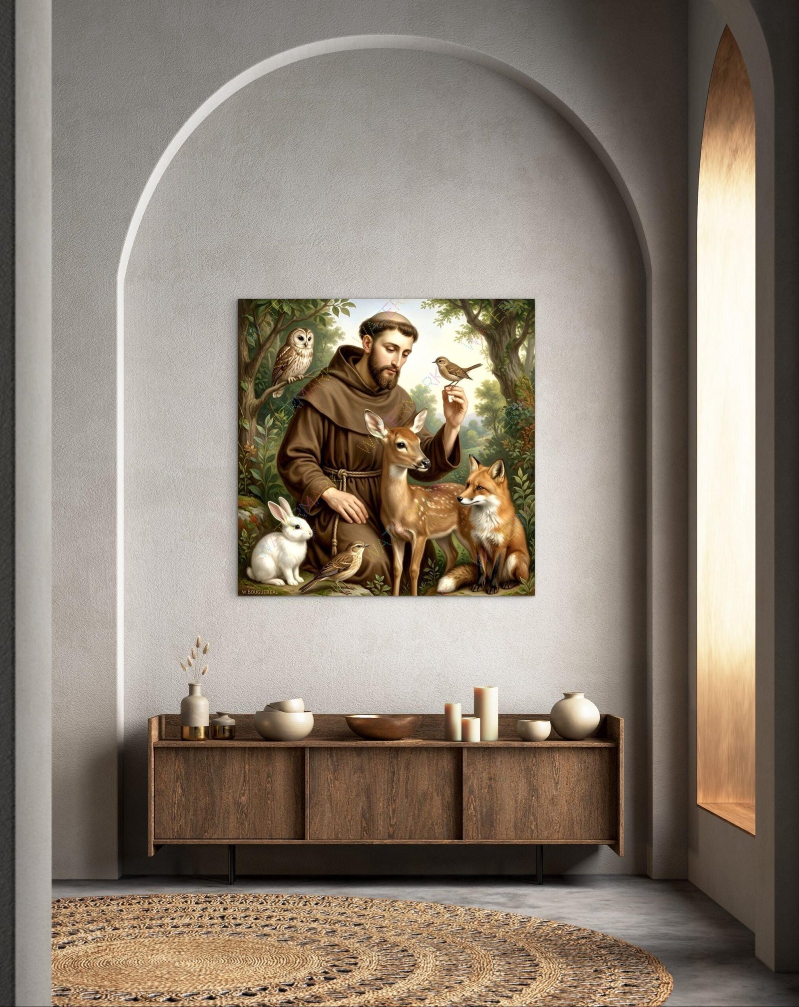 St Francis with Animals Canvas, Patron Saint Nature Catholic Wall Art - Image 5