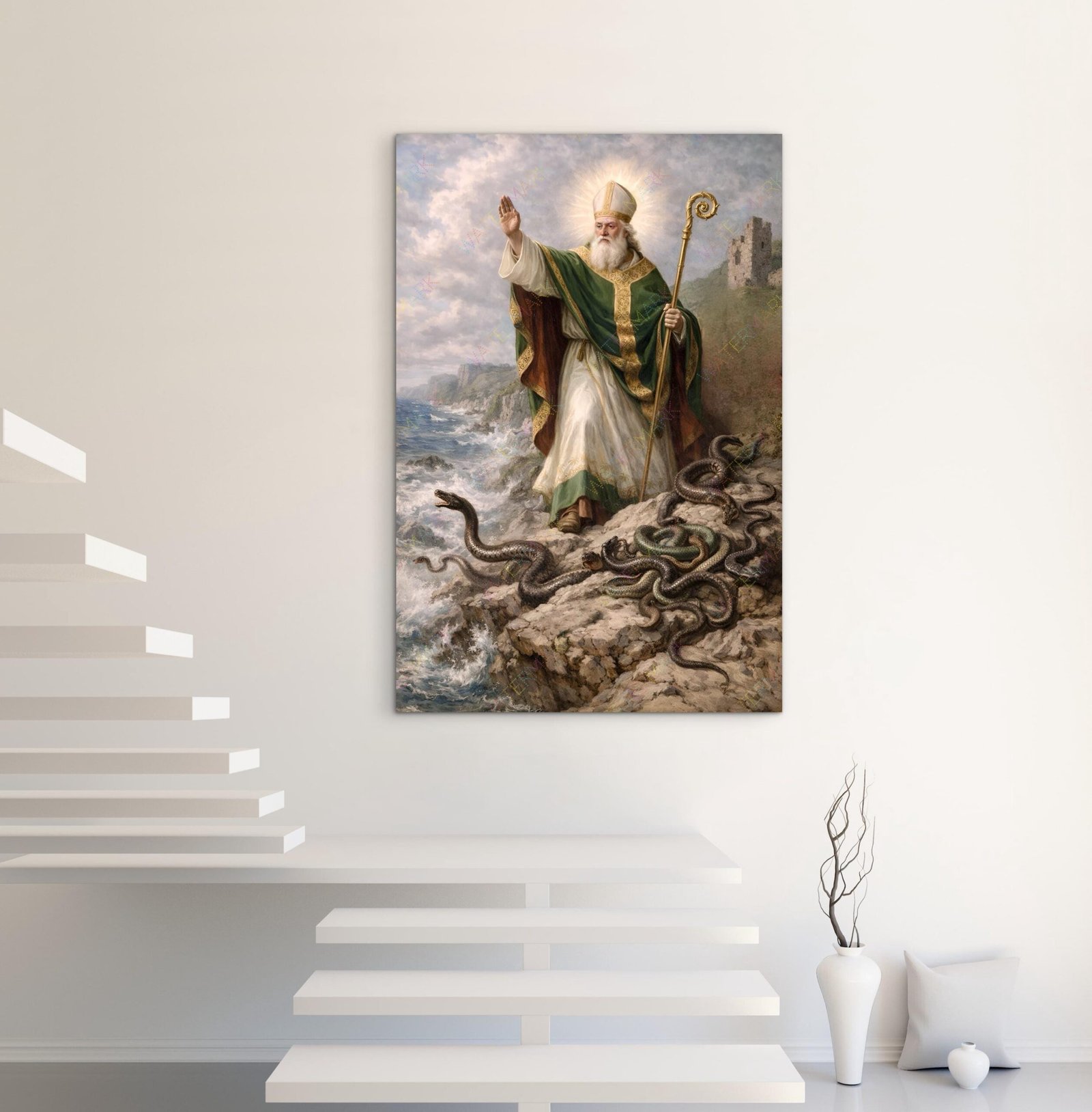 St. Patrick Bishop Canvas, Irish Wall Art, Driving Snakes Out Of Ireland - Image 4