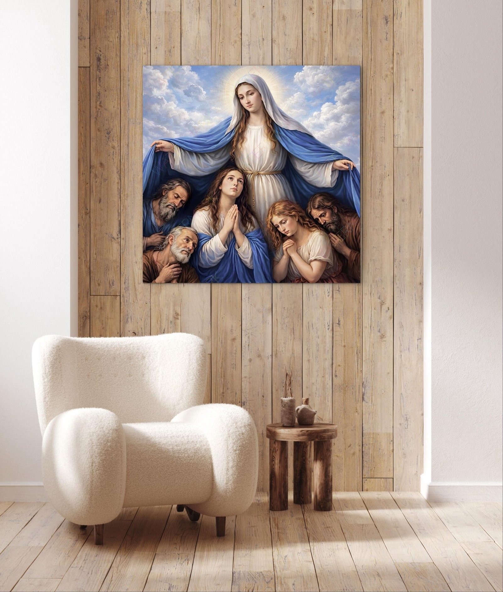 Under Mary's Mantle | Our Lady Refuge of Sinners Canvas Art | Catholic Religious Pictures - Image 3