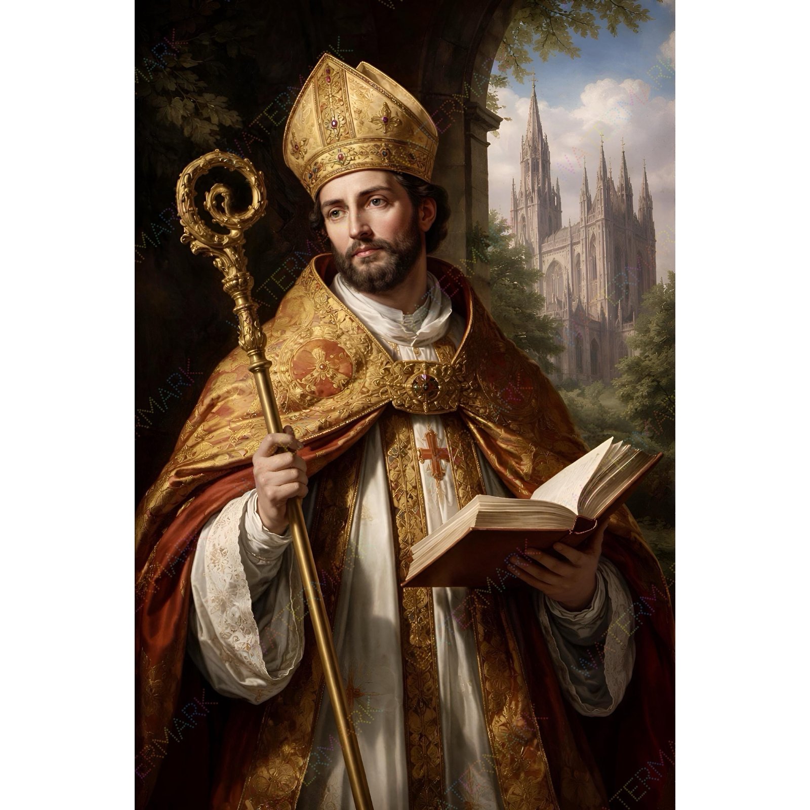St. Thomas Becket Canvas, Bishop of Canterbury, Martyr, Catholic Saint Art