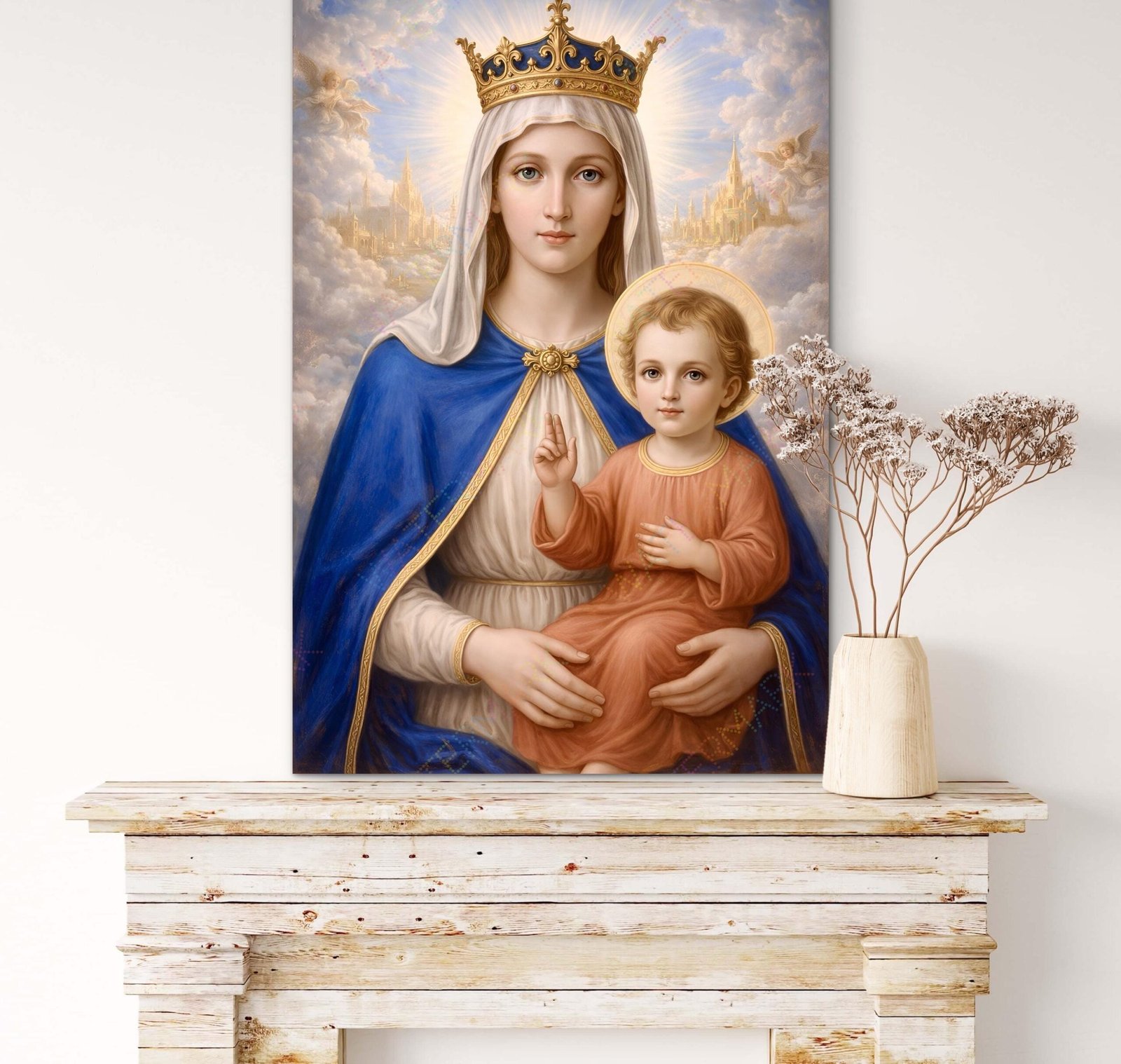 Our Lady Queen & Infant Jesus | Jesus Mary Picture on Canvas | Catholic Artwork - Image 2