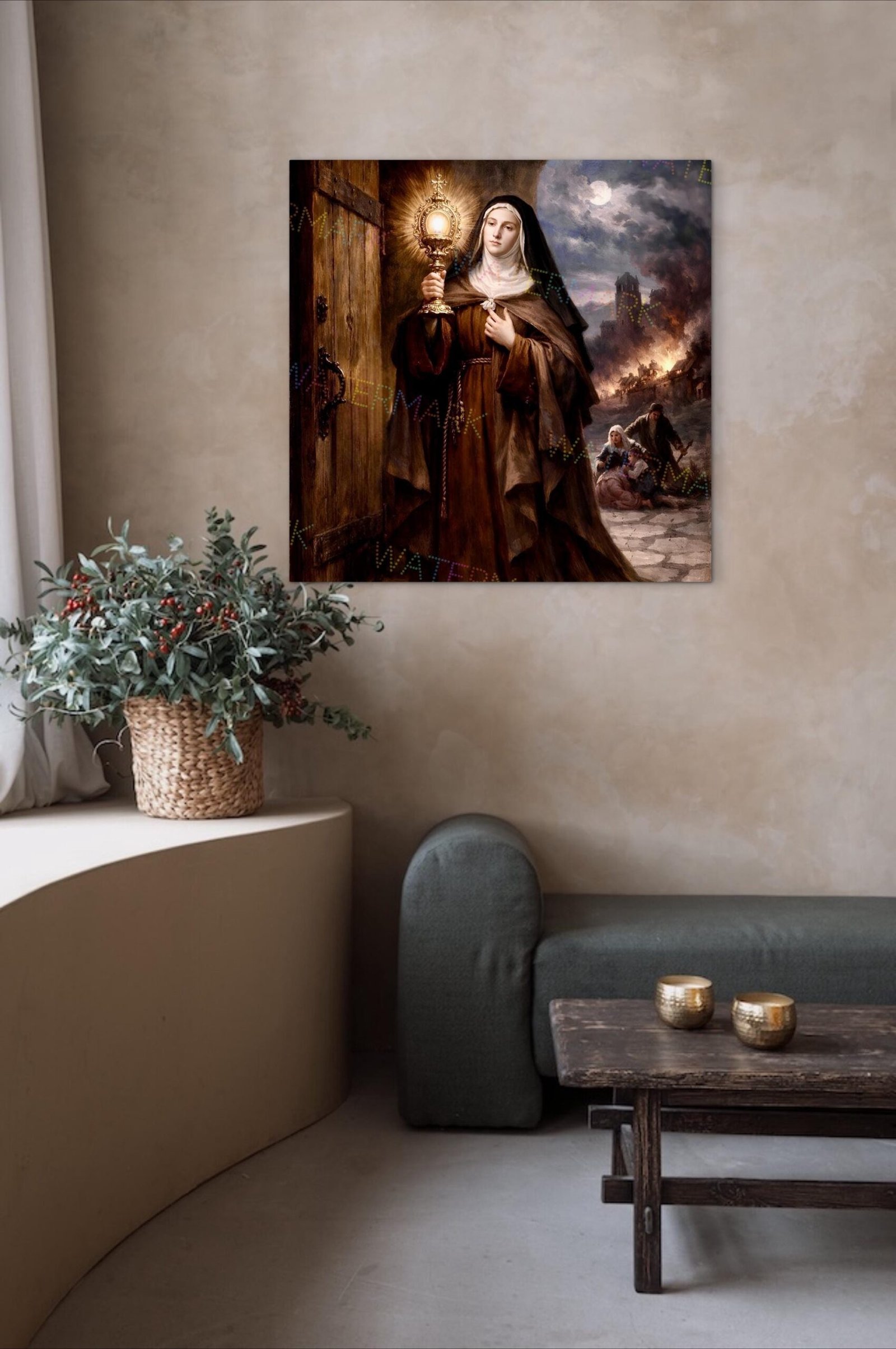 St. Clare of Assisi Canvas Art: Catholic Wall Decor - Image 8