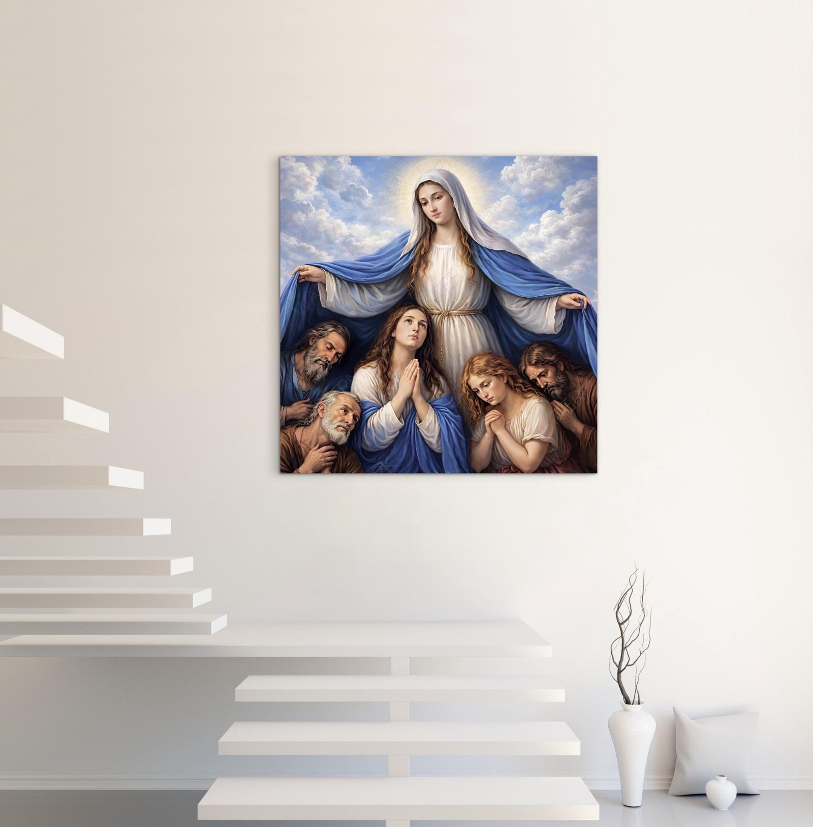 Under Mary's Mantle | Our Lady Refuge of Sinners Canvas Art | Catholic Religious Pictures - Image 4