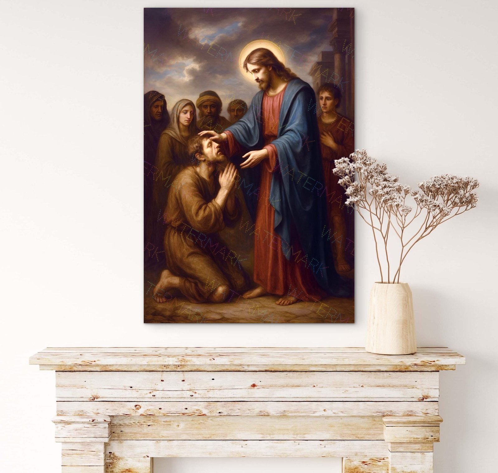 Jesus Healing the Blind Man Digital Download | Biblical Miracle Art Print | Christian Printable Wall Decor | Scripture-Inspired Artwork - Image 3