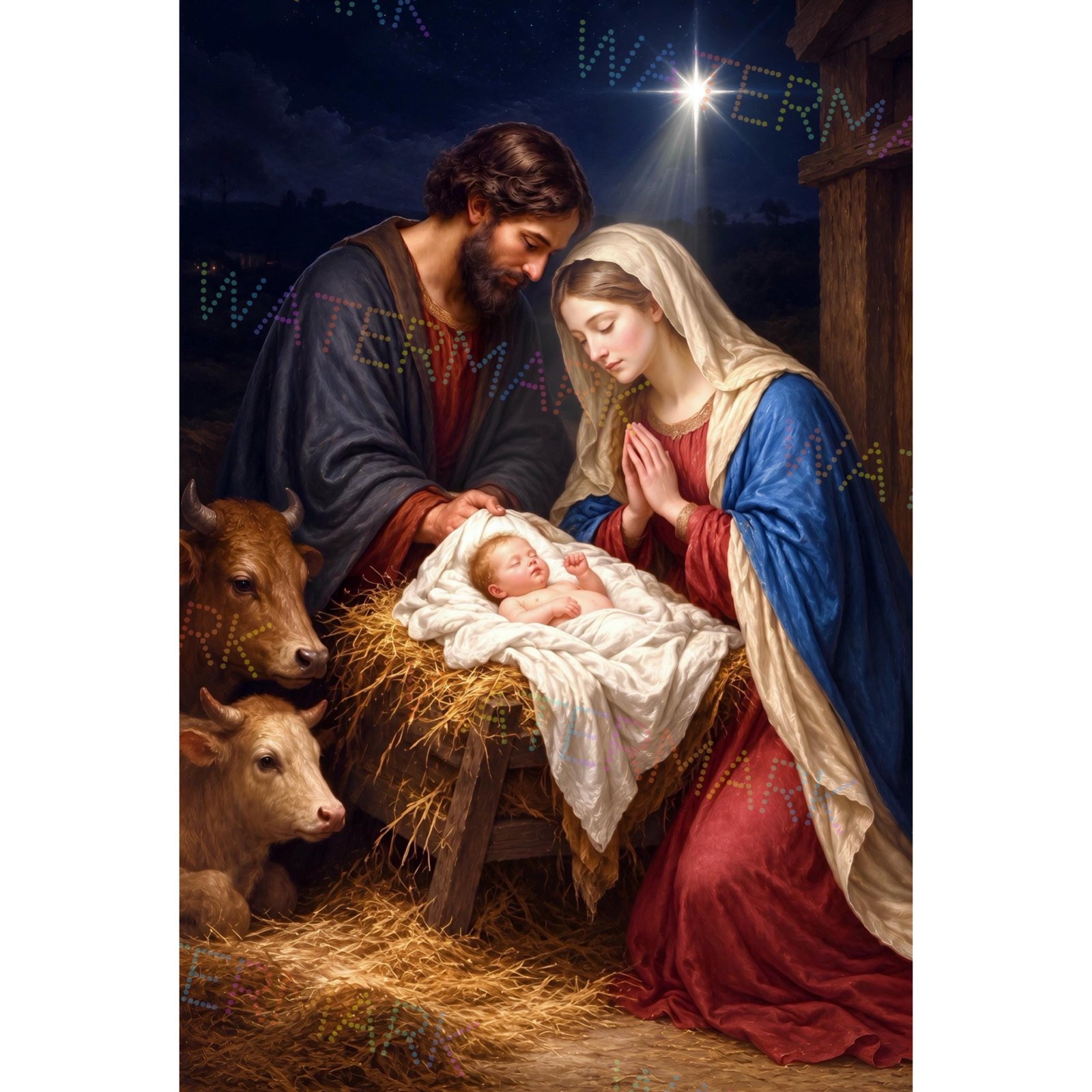 Nativity Scene Canvas | Holy Family Christmas Wall Art