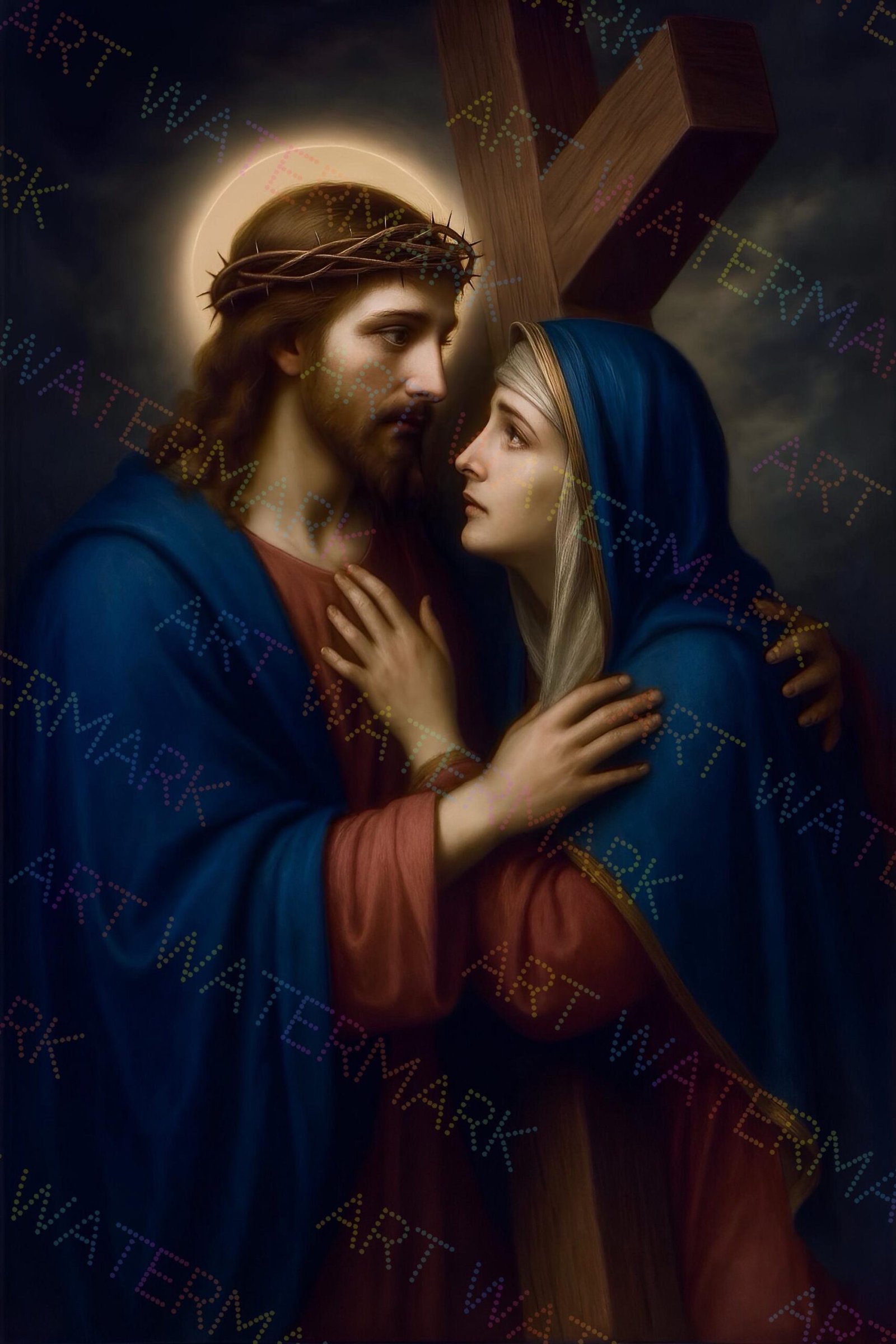 Jesus Meets Mother Canvas: Way of the Cross Catholic Art - Image 3