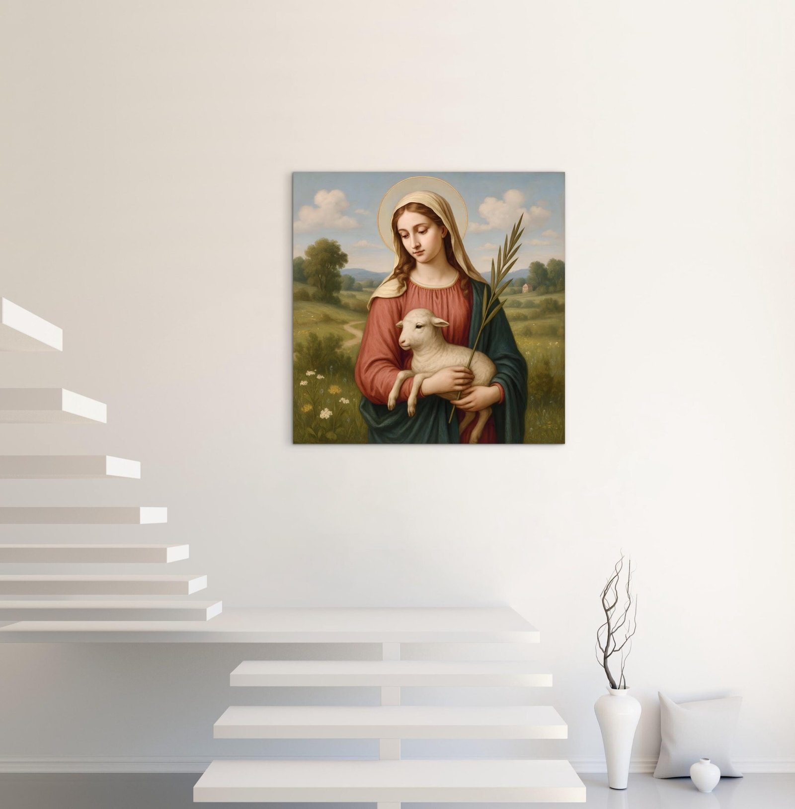 St. Agnes Catholic Art Print | Saint Agnes Painting | Christian Wall Art | Catholic Digital Download | Religious Home Decor - Image 4