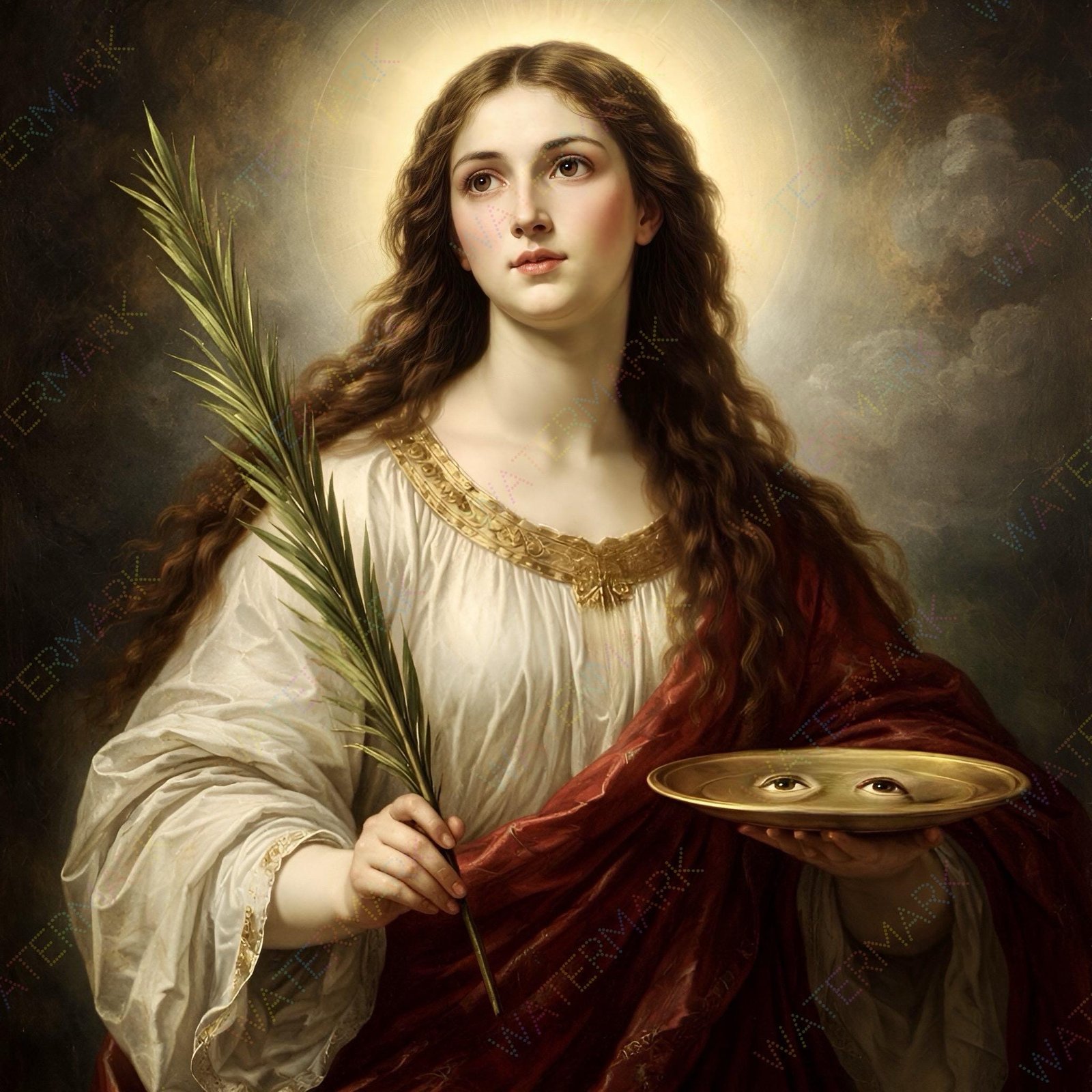 Saint Lucy (Santa Lucia) Canvas Wall Art – Catholic Patron Saint of Eyes – Renaissance Style Painting Print