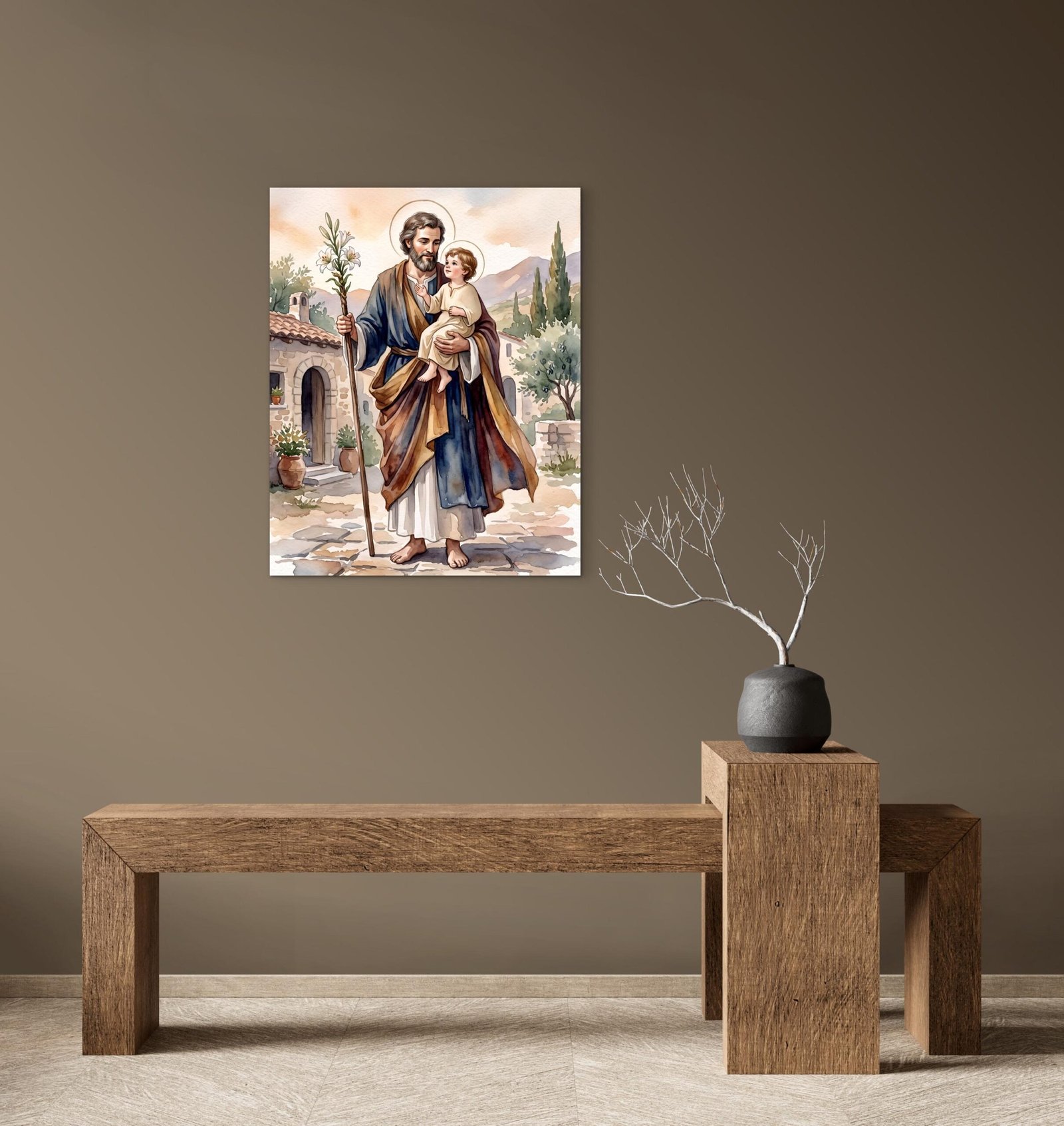 St Joseph Watercolor Print, Catholic Wall Art, Printable Saint Decor, Digital Download - Image 6