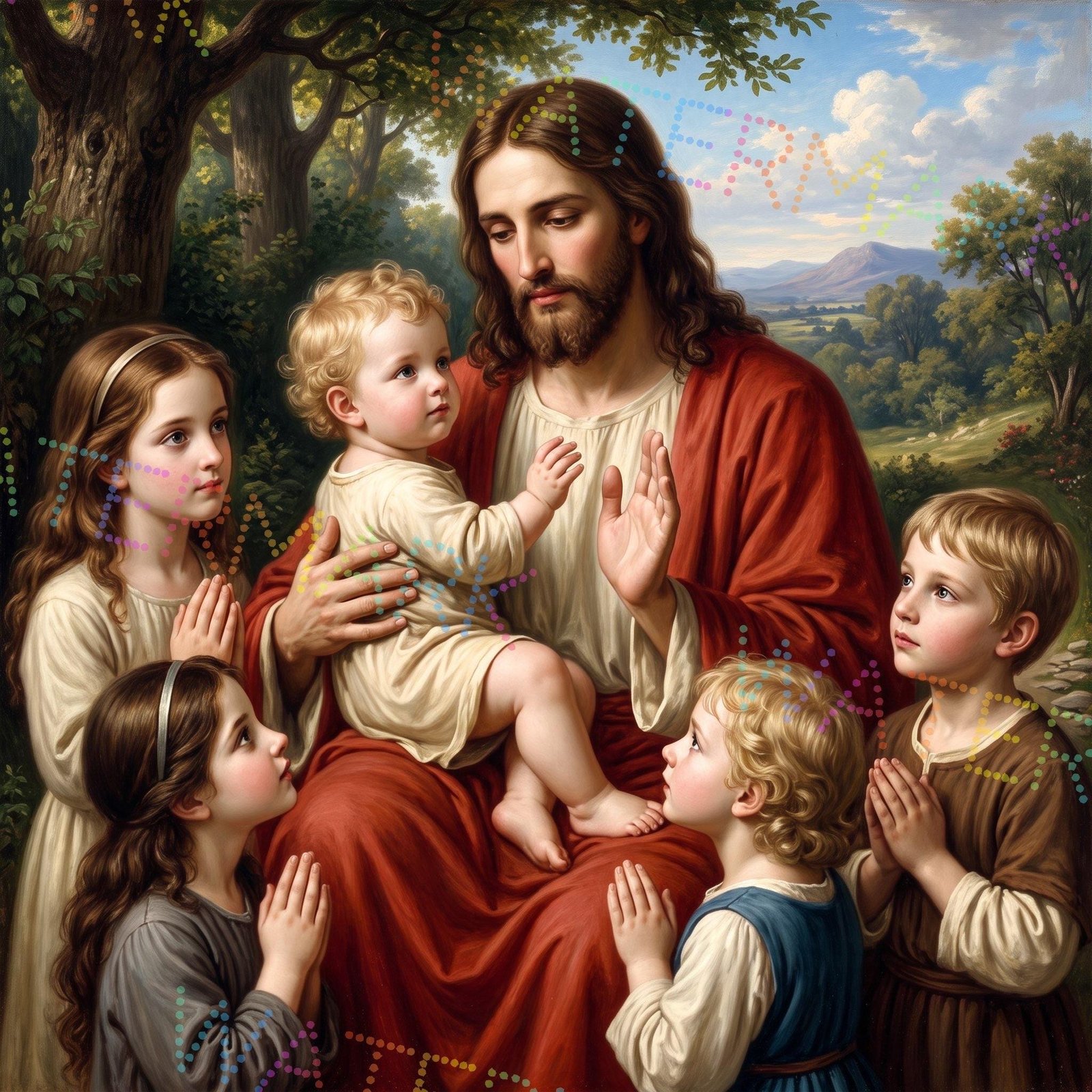 Jesus Blessing Children Canvas Art: Christian Wall Decor