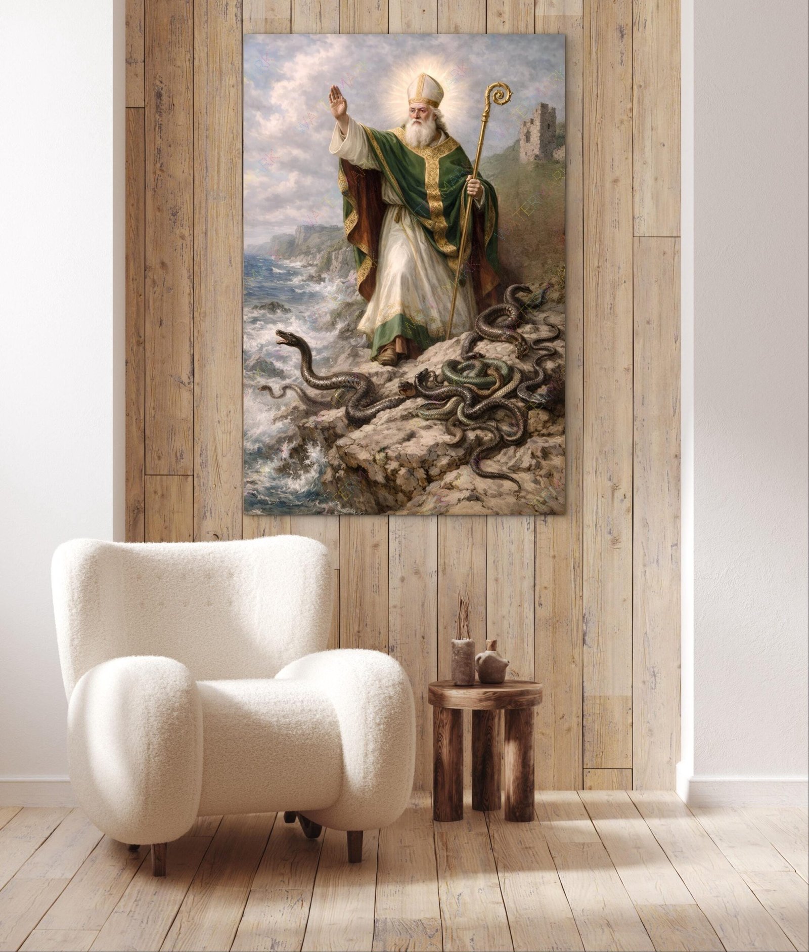 St. Patrick Bishop Canvas, Irish Wall Art, Driving Snakes Out Of Ireland - Image 6