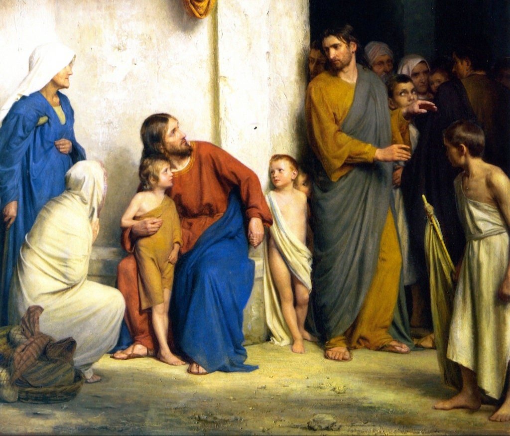Suffer the Little Children, Jesus Christ Painting, Blesses the Children, Wall Art Decor, by Carl Bloch