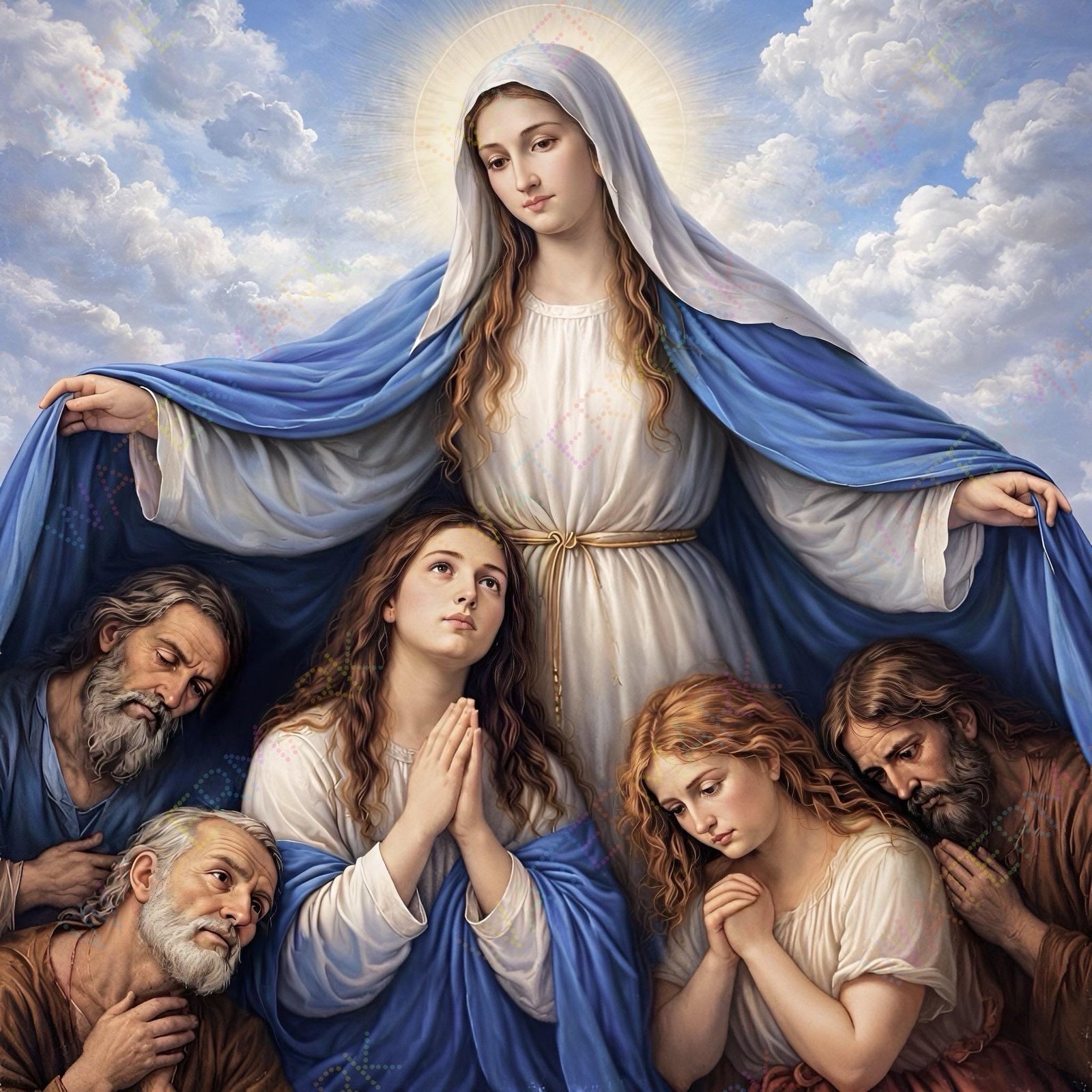 Under Mary's Mantle | Our Lady Refuge of Sinners Canvas Art | Catholic Religious Pictures