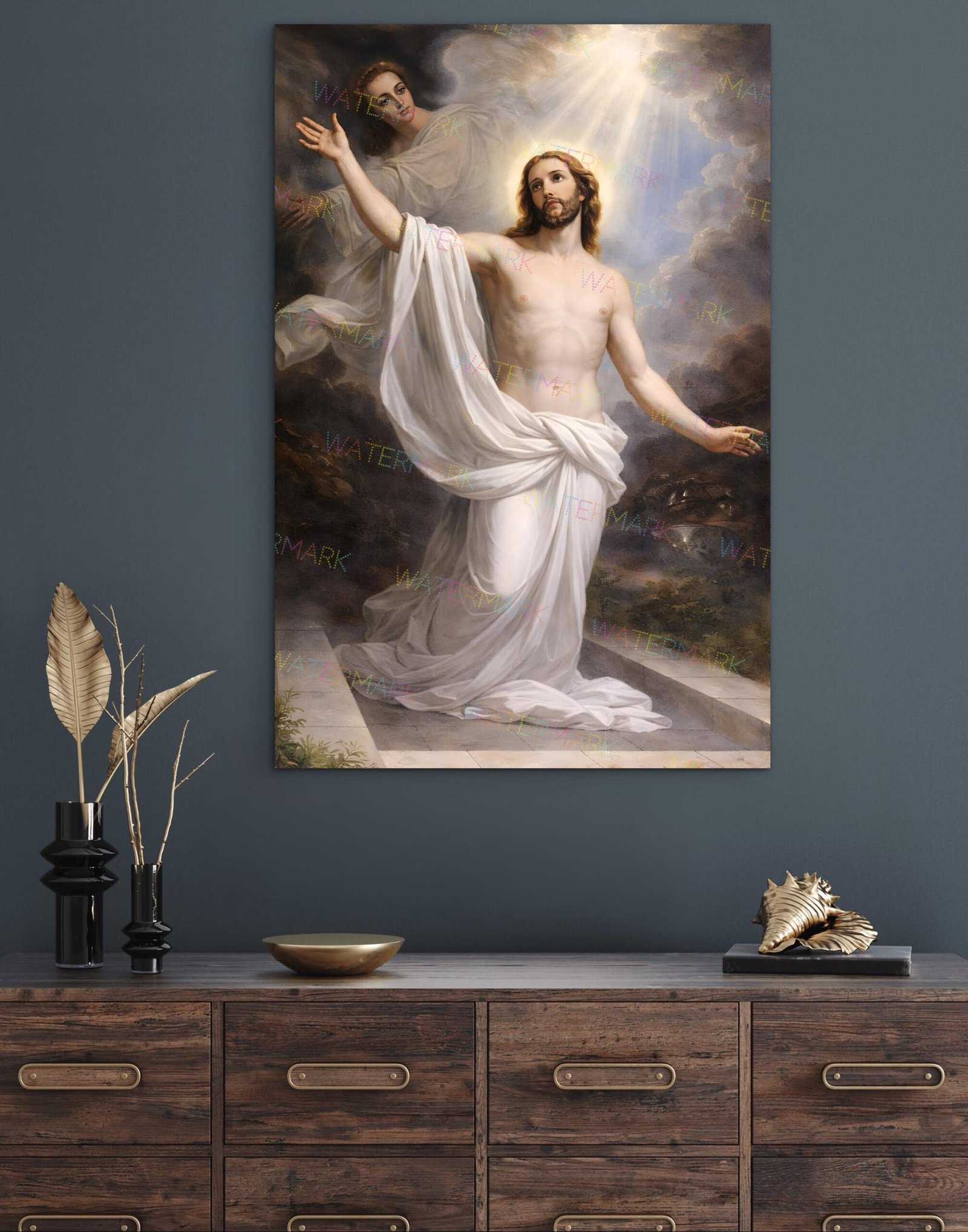He Has Risen Jesus Canvas, Risen Christ Wall Art, Ready to Hang Christian Decor - Image 3