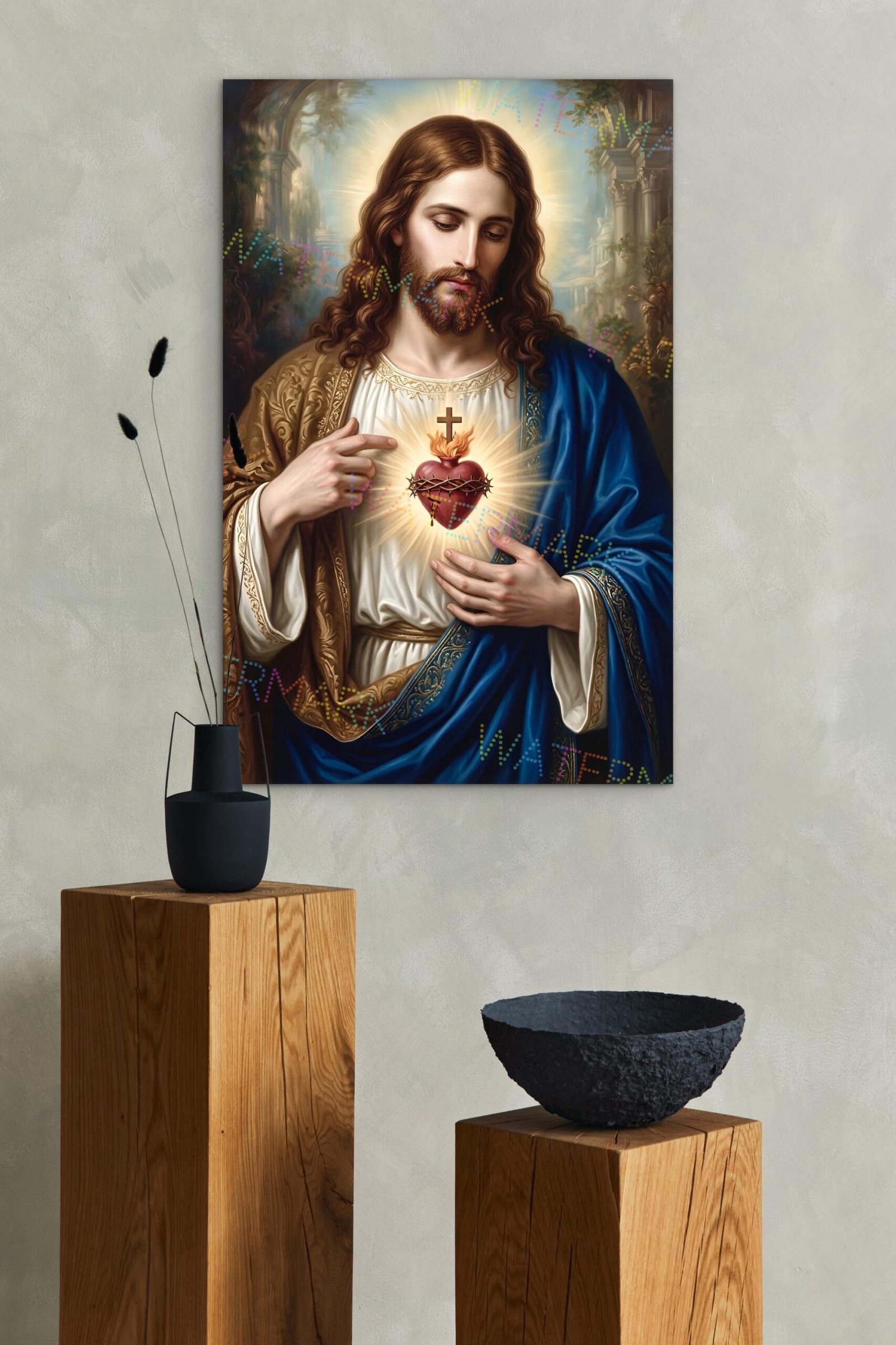 Sacred Heart of Jesus Canvas Art: Catholic Wall Art, Modern Religious Decor - Image 3