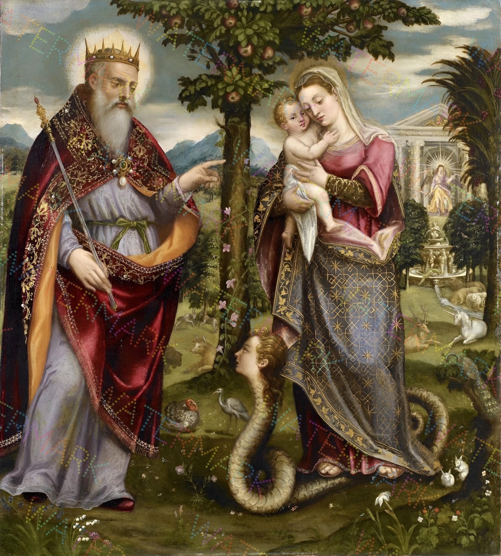 Immaculata (Mary the New Eve) with God the Father — Luca Mombello, c.1560–1580 — Renaissance Catholic Marian Canvas Wall Art
