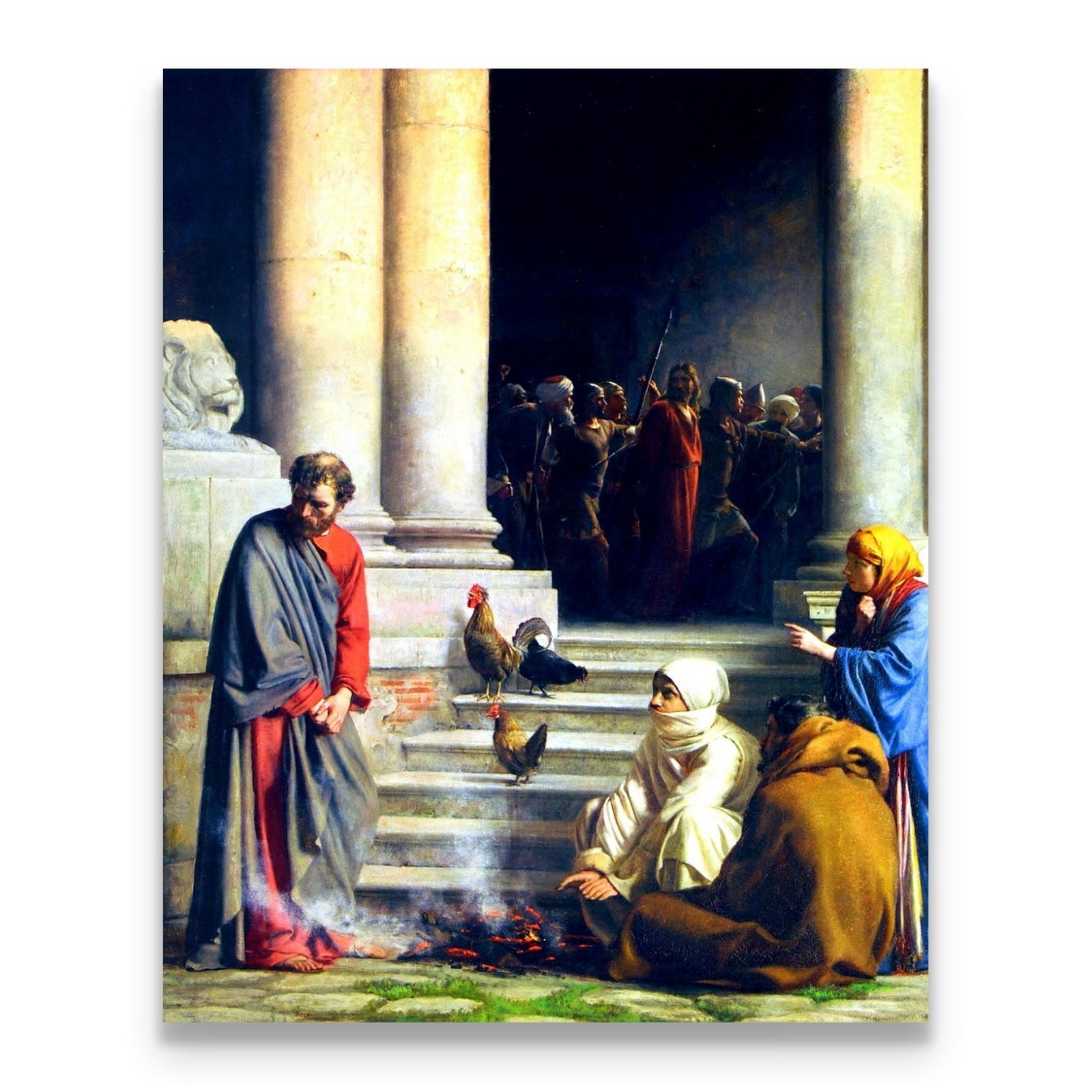 St. Peter's Denial of Jesus Christ Painting, Wall Art Decor, by Carl Bloch
