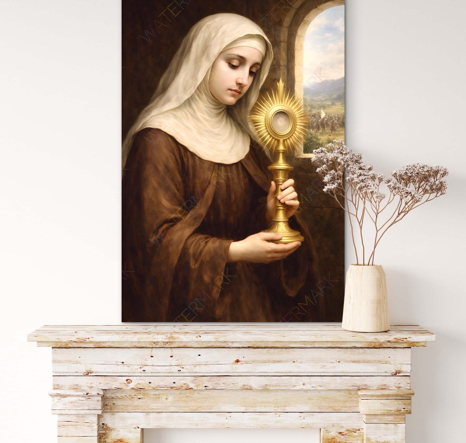 St. Clare of Assisi Canvas | Catholic Wall Art | Saint Portrait | Religious Home Decor - Image 2