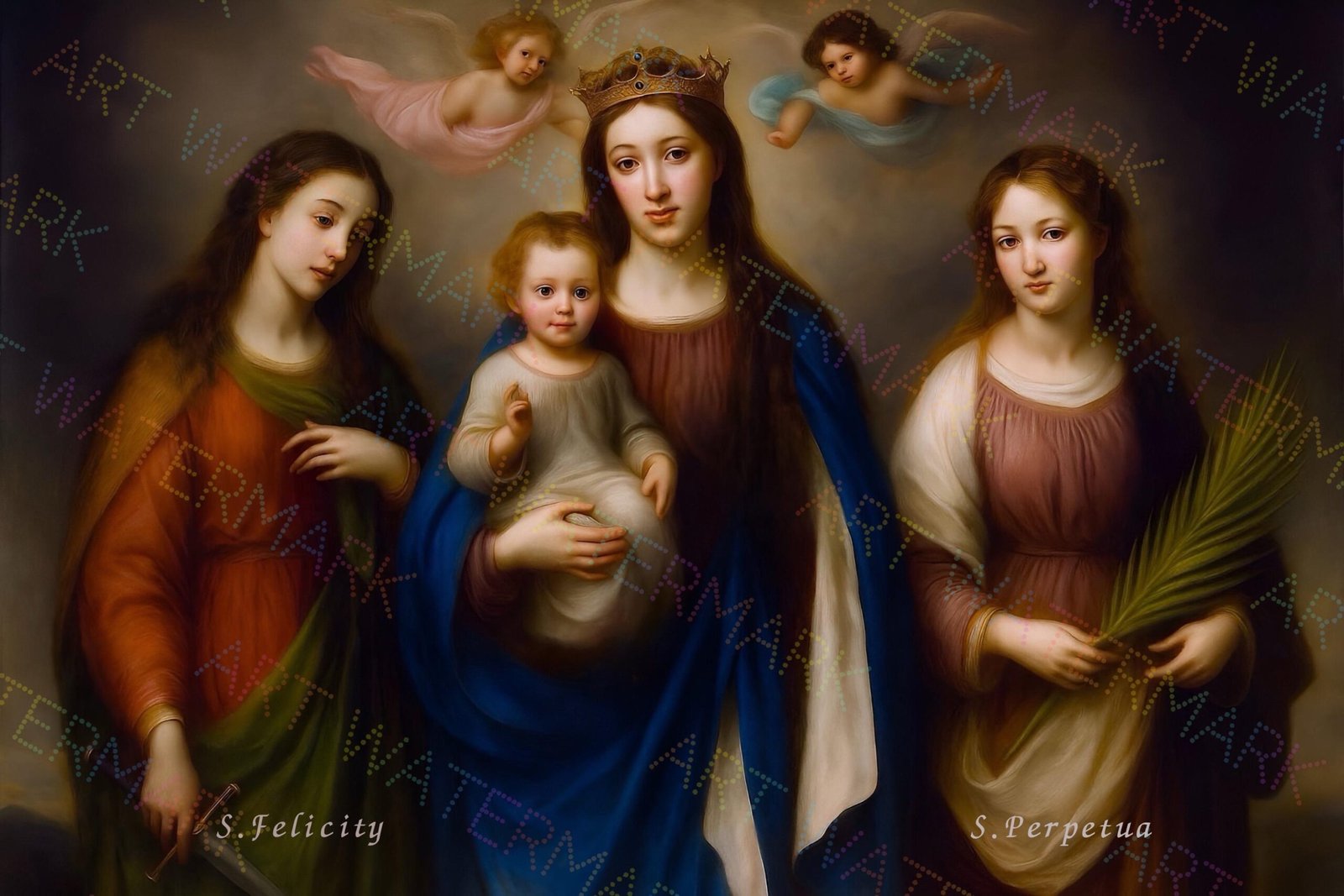 Saint Felicity and Perpetua Canvas Art: Catholic Religious Decor - Image 2