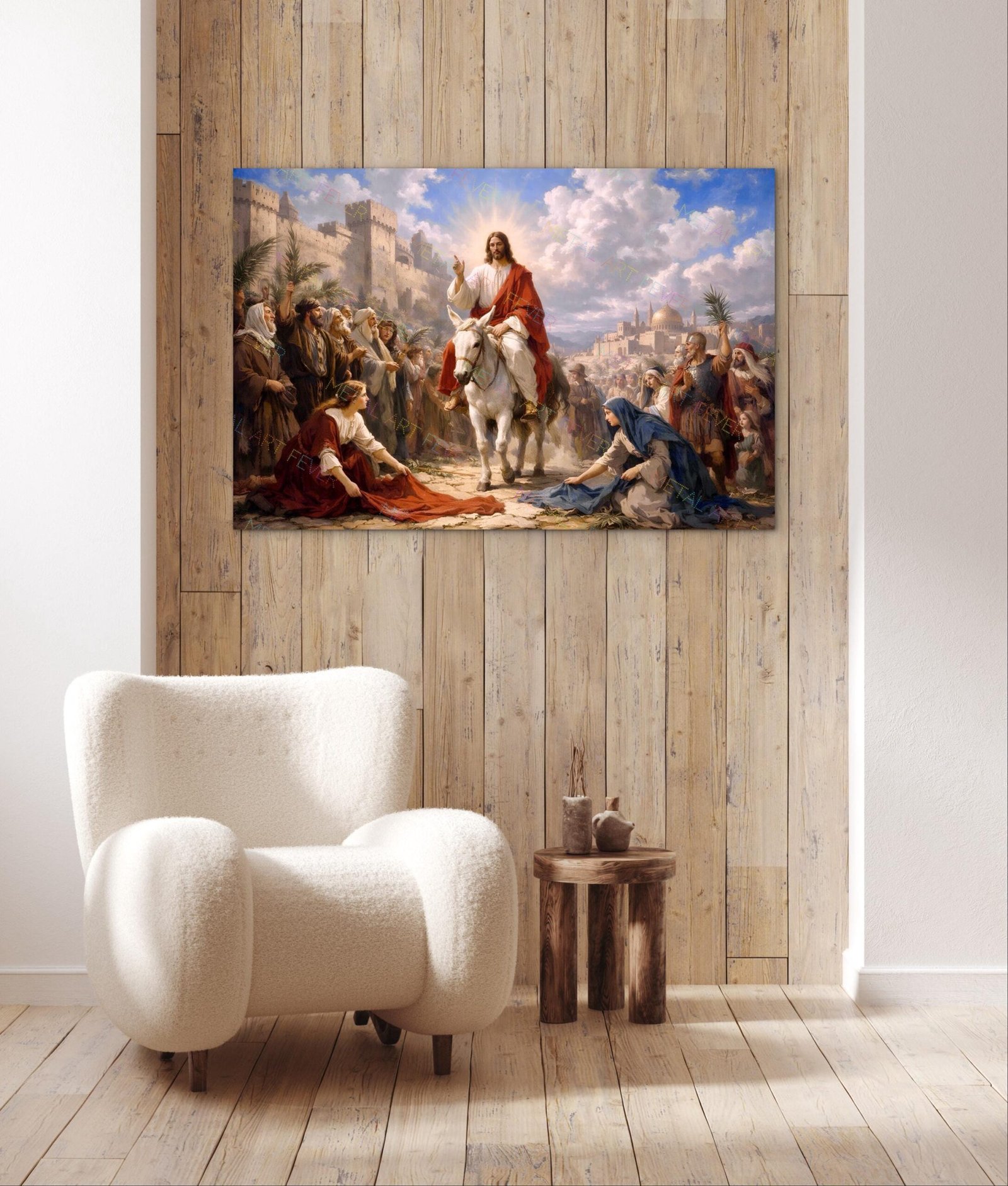 Triumphal Entry of Jesus Painting | Palm Sunday Christian Art on Canvas - Image 5