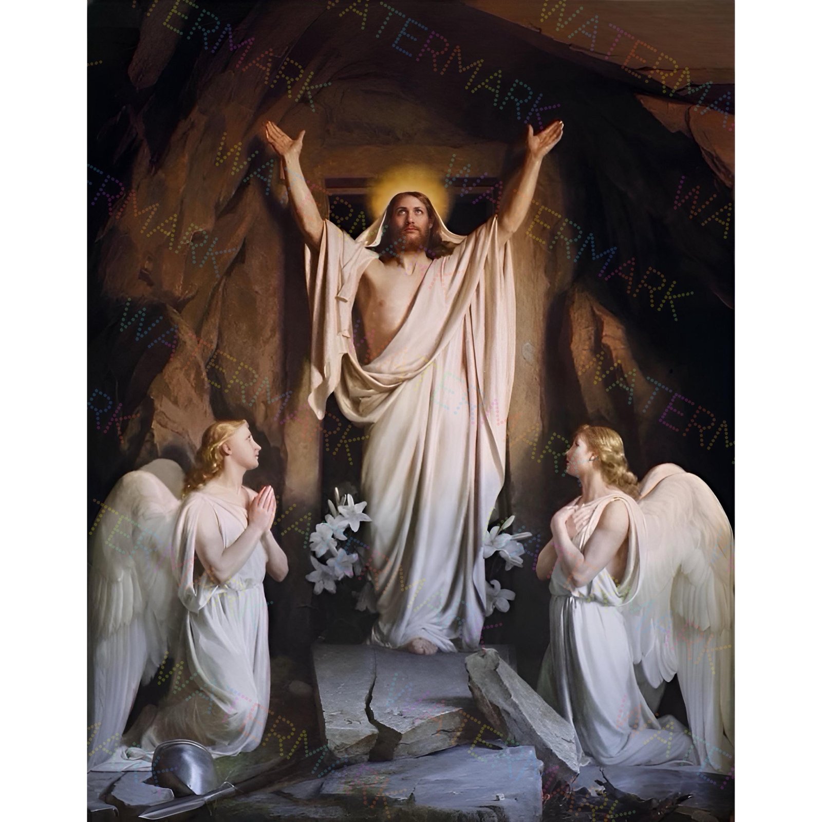 Resurrection of Christ Canvas | Carl Heinrich Bloch Christian Wall Art | Religious Easter Decor | Biblical Painting on Canvas
