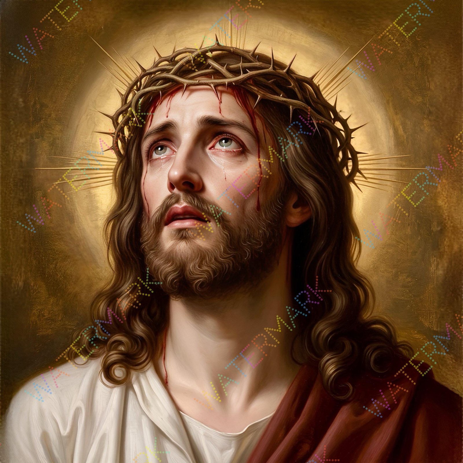 Jesus Christ Canvas Wall Art: Oh Sacred Head Surrounded, Crown of Thorns
