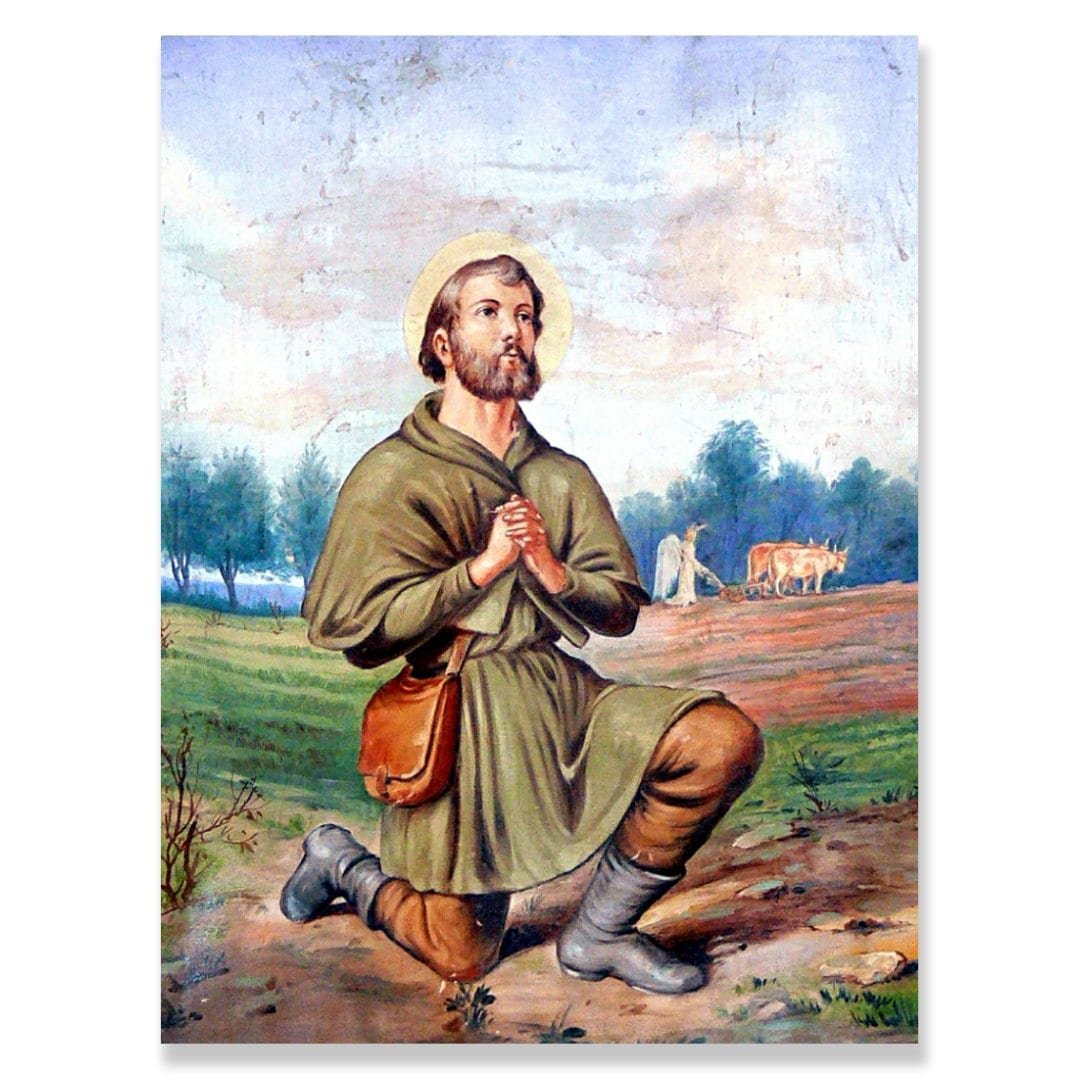 St. Isidore the Farmer, Patron Saint of Farmers, Canvas Art, Baptism Gift