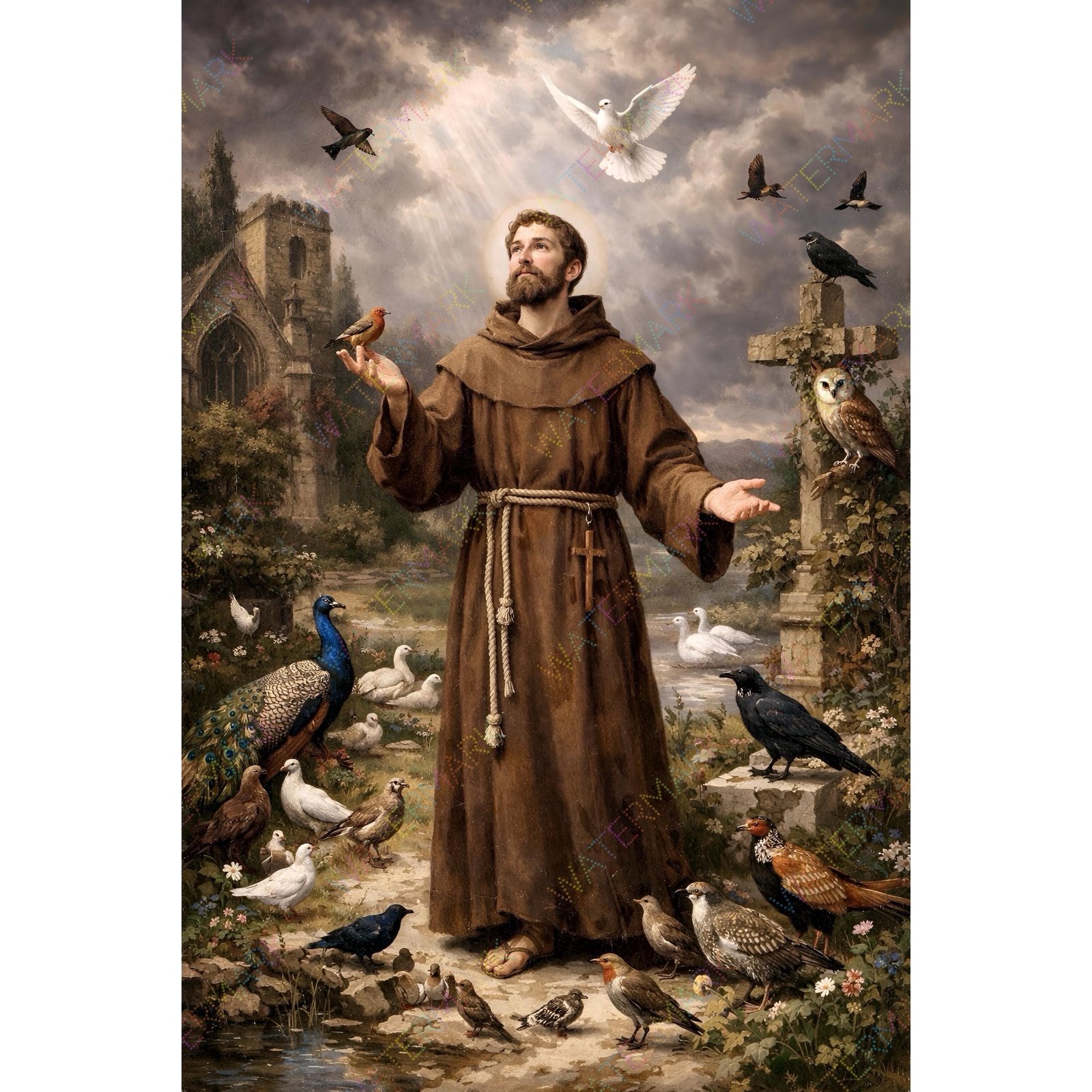 St Francis of Assisi & Birds Print – Catholic Saint Art – Digital Download - Image 8