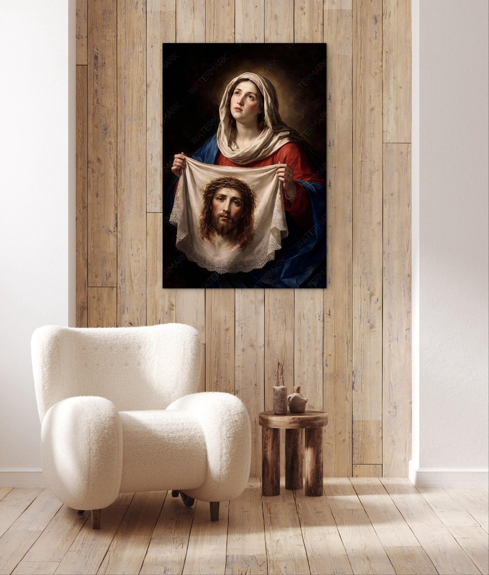 St. Veronica with the Holy Veil Canvas | Catholic Saint Wall Art | Veronica’s Veil Crucifixion Relic | Religious Home Decor - Image 5