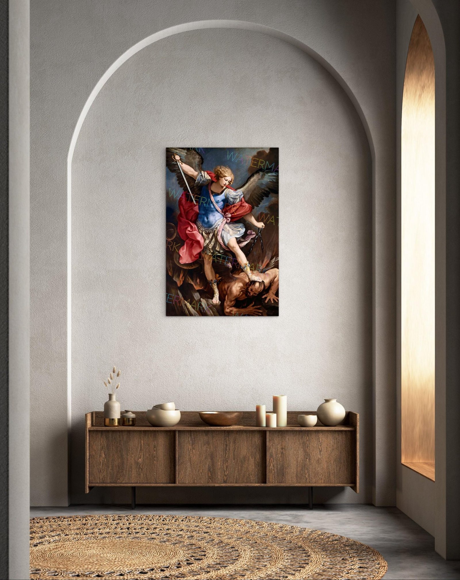 St. Michael Defeating Satan | Guido Reni Catholic Canvas Art - Image 2