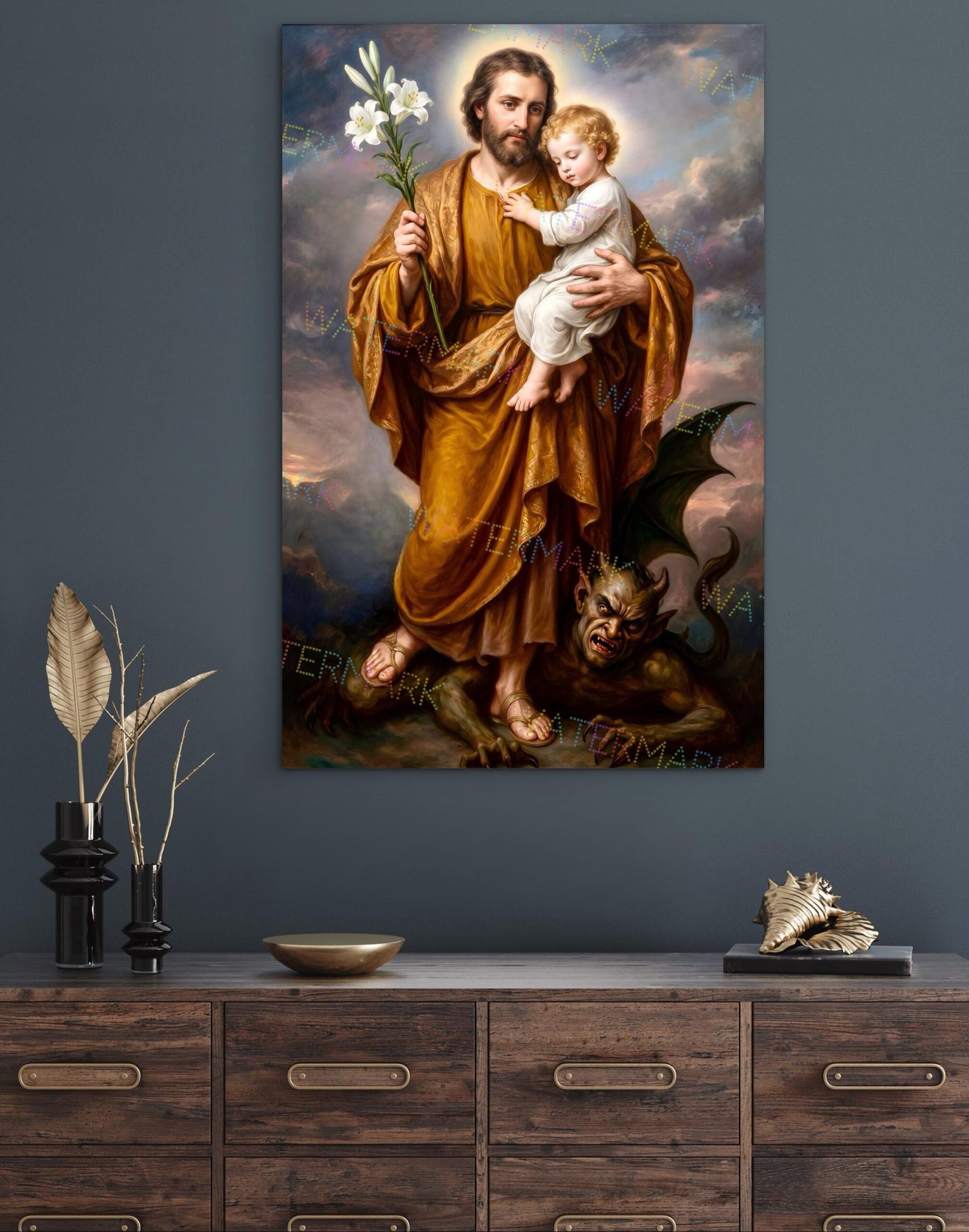 St. Joseph Terror of Demons Canvas Art, Catholic Wall Picture - Image 2