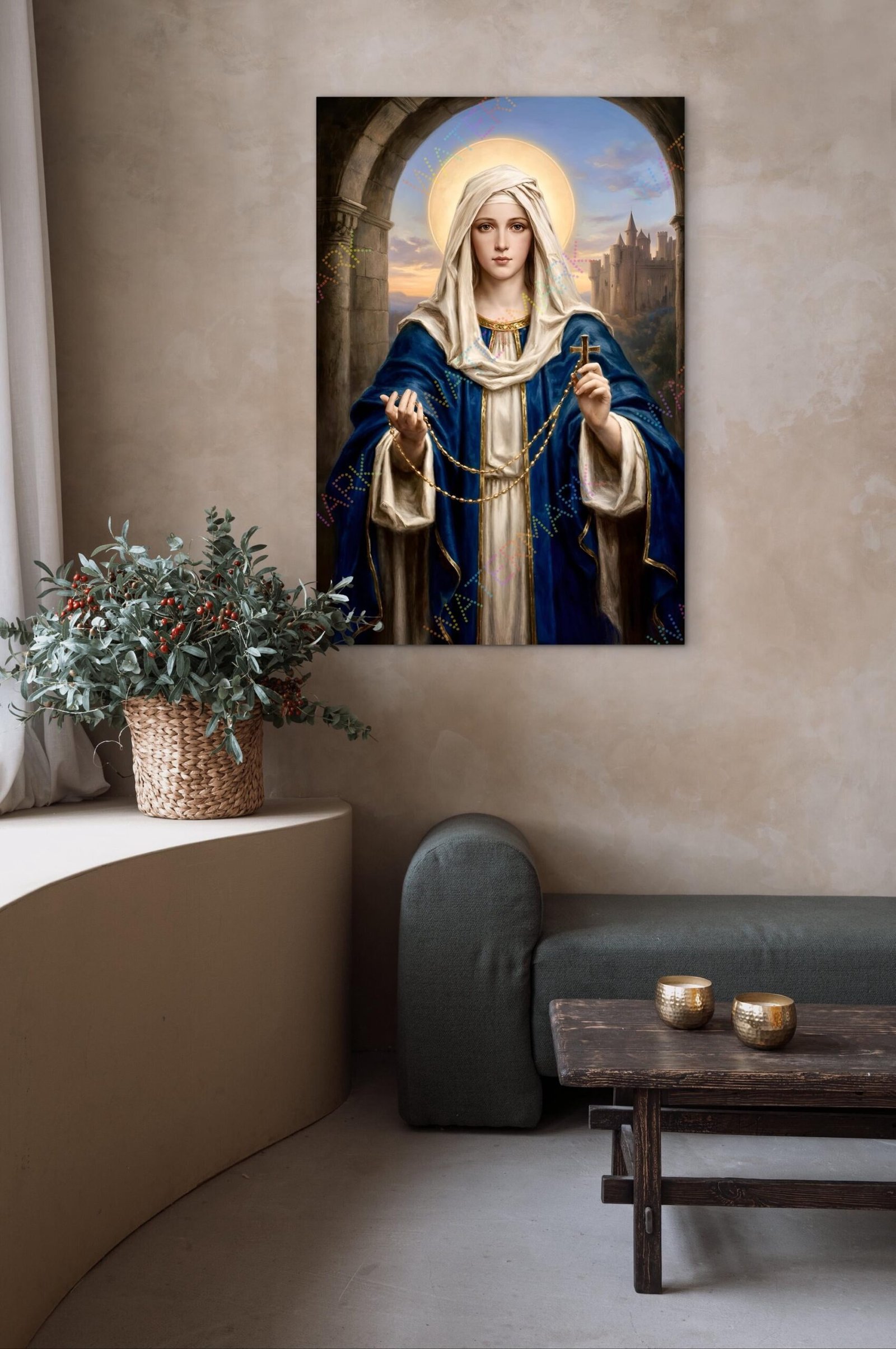 Our Lady of the Rosary Canvas: Catholic Wall Art - Image 8