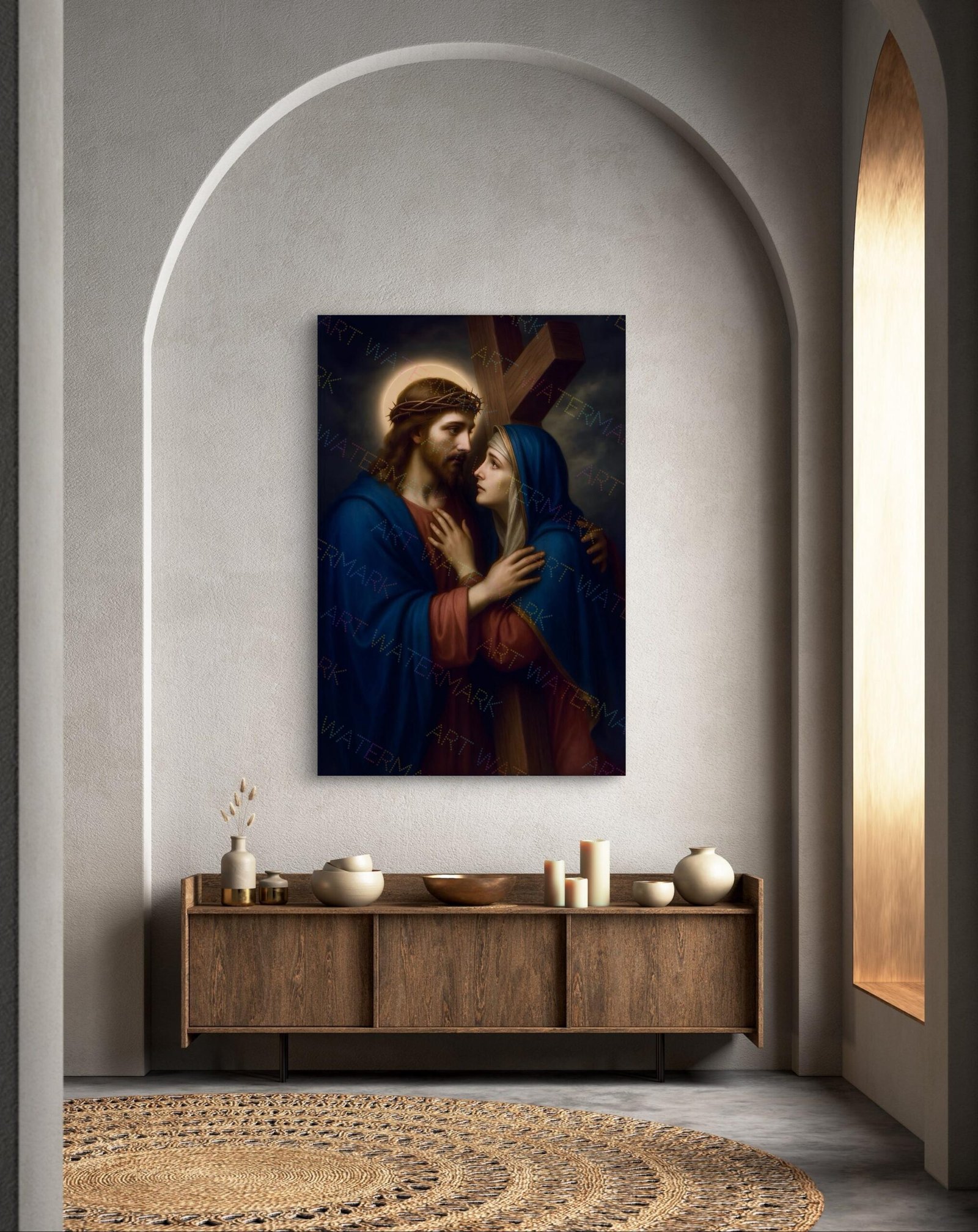 Jesus Meets Mother Canvas: Way of the Cross Catholic Art - Image 6